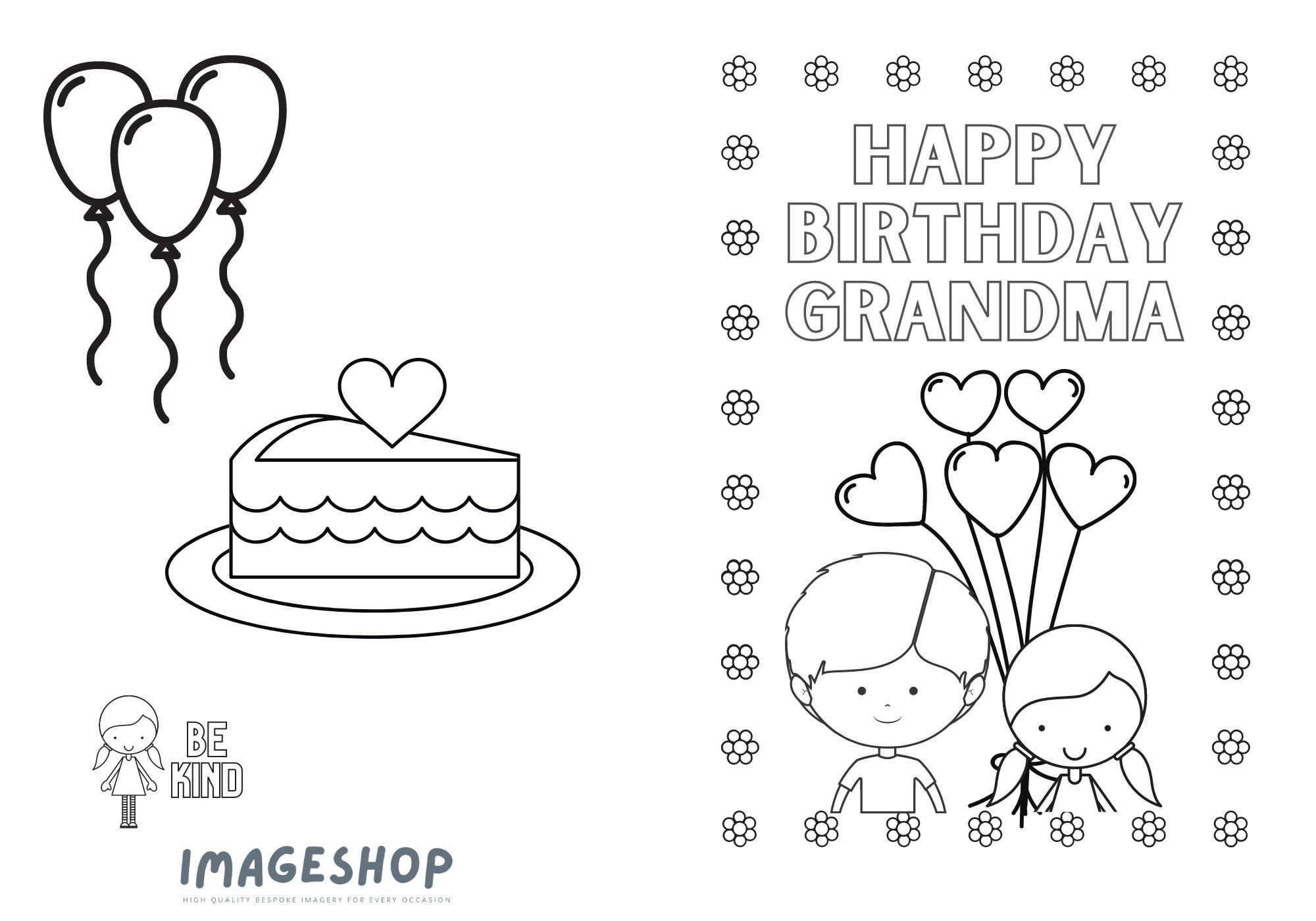 Grandma Birthday Colouring Card: Printable Kids Activity (Pdf inside Printable Birthday Cards For Grandparents
