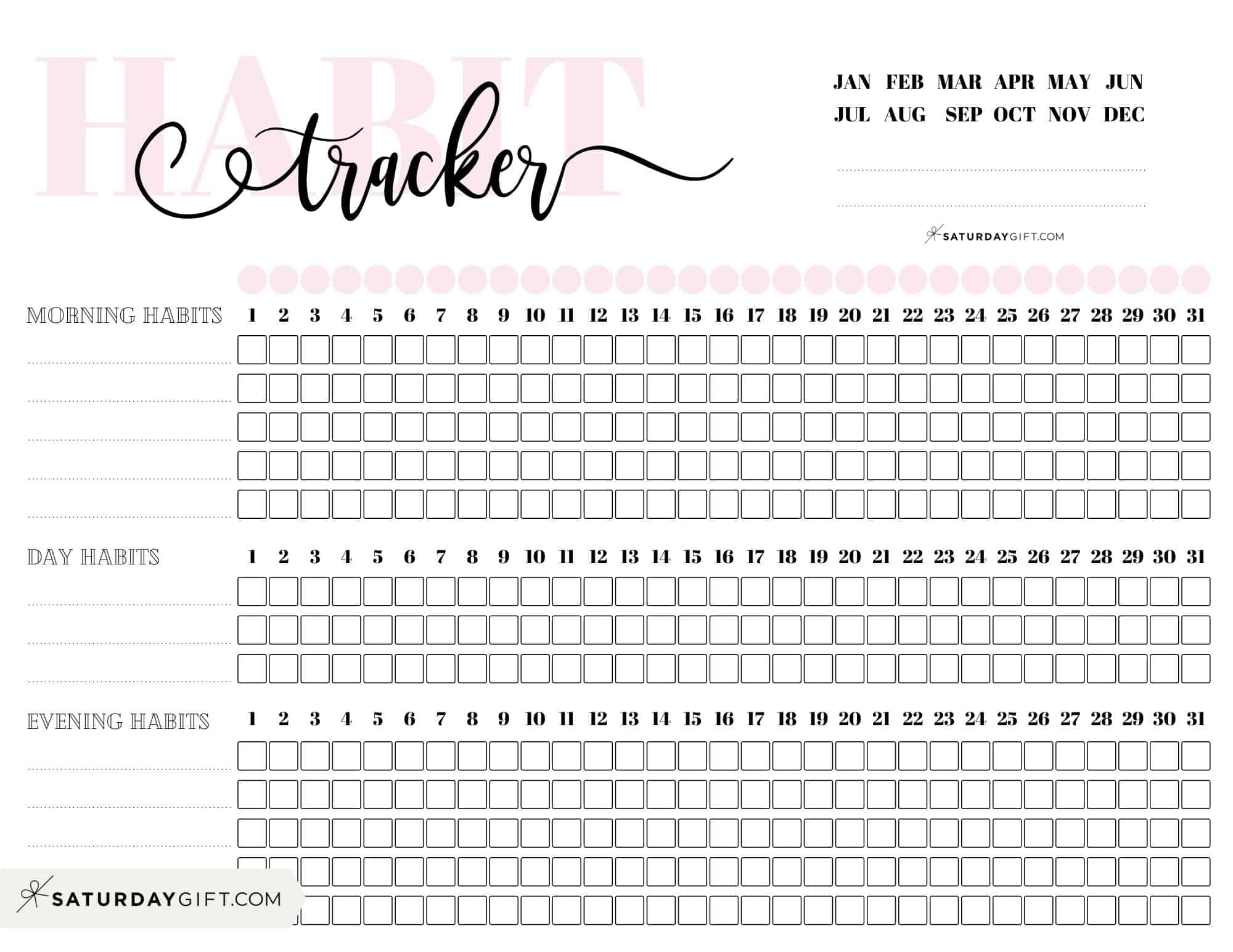 Habit Tracker Printable - 43 Cute &amp;amp; Free Printable Habit Trackers intended for Bullet Journal Habit Tracker Printable