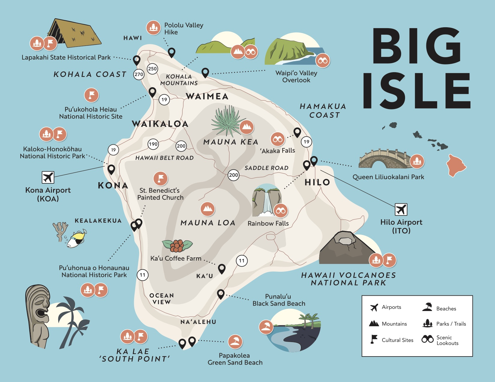 Hawaii Travel Maps: Attractions, Airports & More pertaining to Printable Map Of Hawaii Big Island