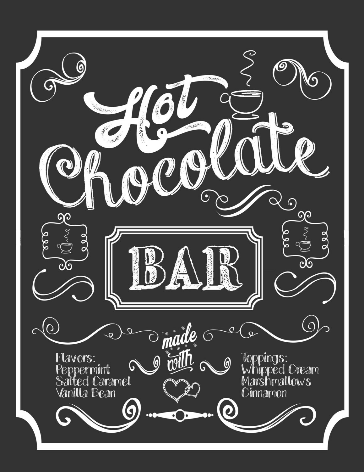 Hot Chocolate Bar Free Chalkboard Printable Sign for Hot Cocoa Bar Sign Printable Free