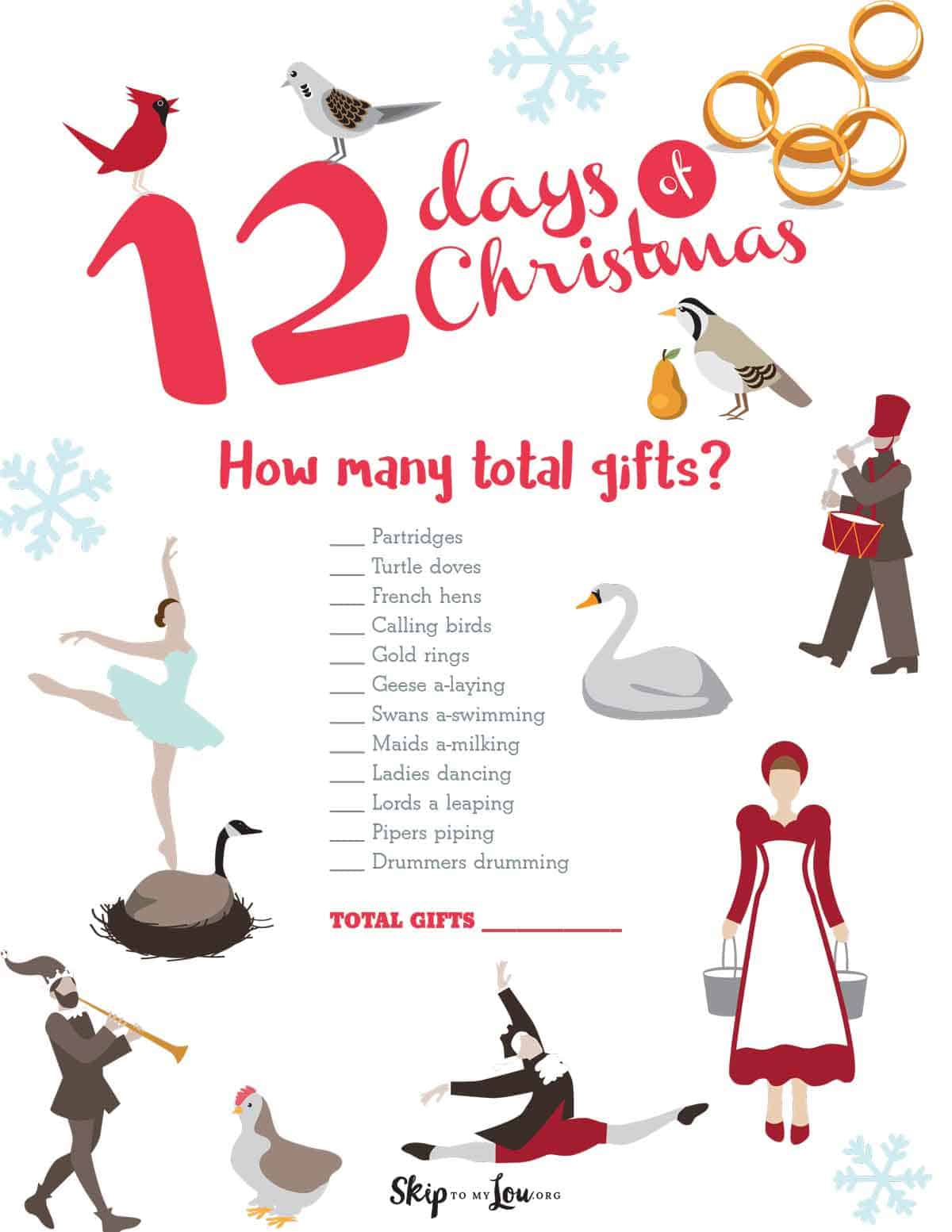 How Many Gifts In 12 Days Of Christmas | Skip To My Lou for 12 Days Of Christmas Free Printables