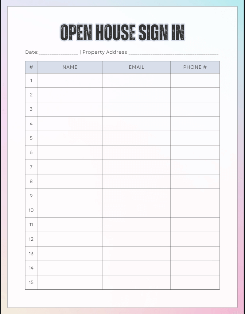 How To Create An Effective Open House Sign-In Sheet | Market Leader regarding Free Printable Open House Sign in Sheet