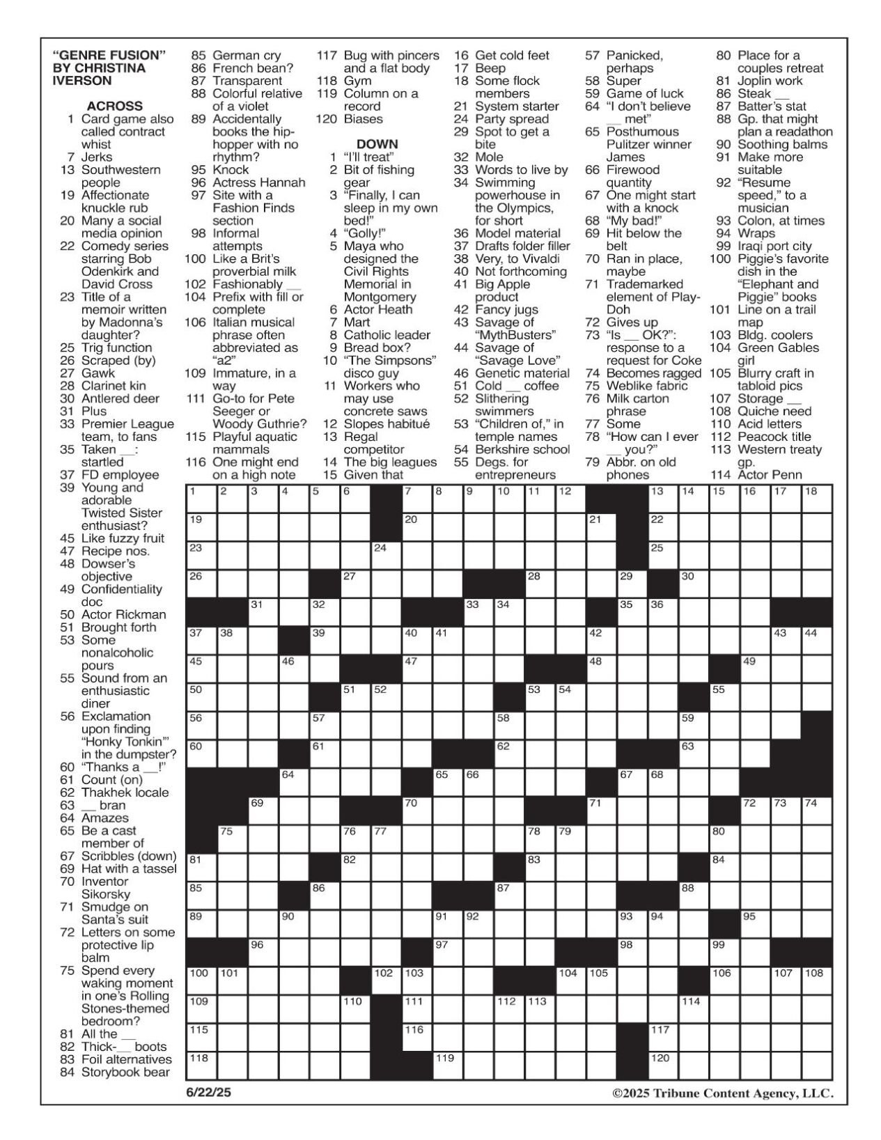 La Times Crossword: June 22, 2025 | Crosswords | Yakimaherald throughout Sunday La Times Crossword Printable