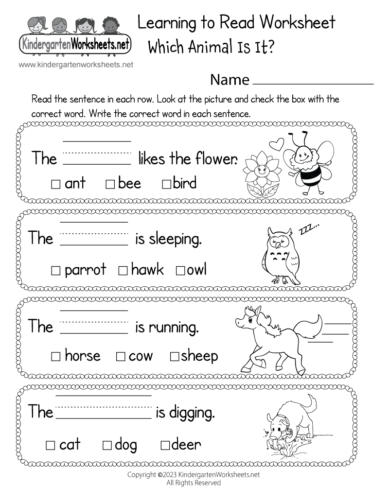 Learning To Read Worksheet - Free Printable, Digital, & Pdf with regard to Printable Beginner Reading For Kindergarten