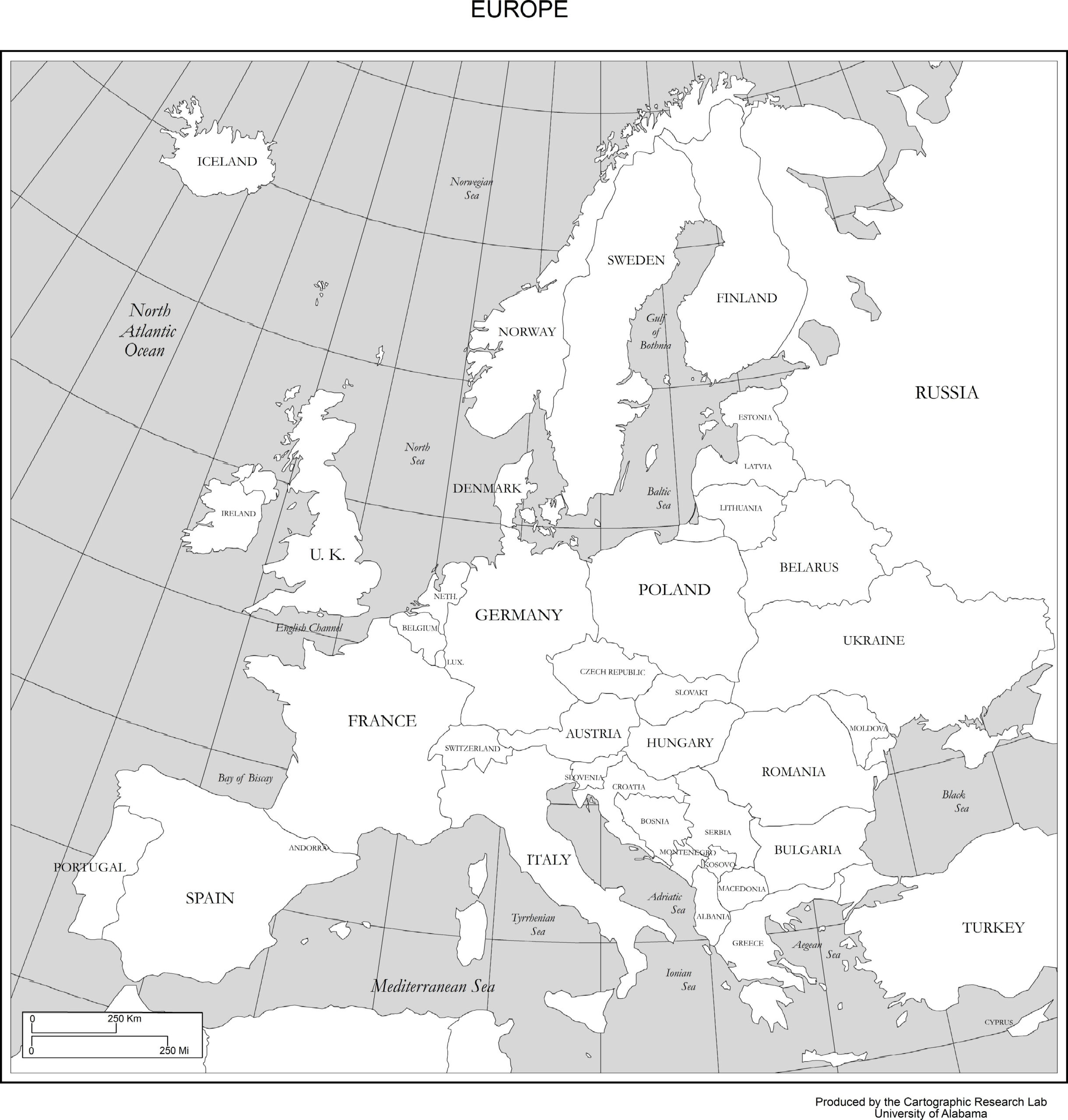 Maps Of Europe throughout Map Of Europe Black And White Printable