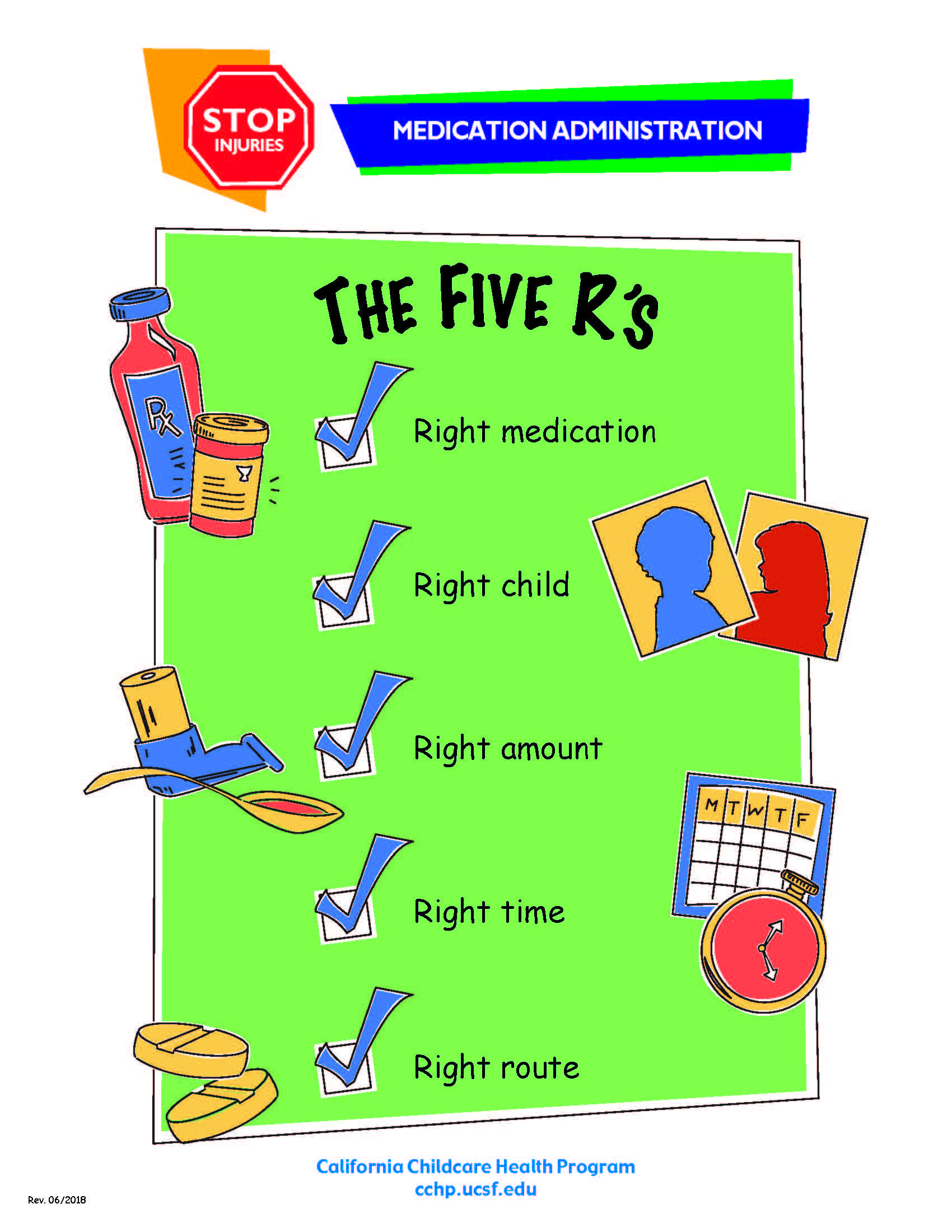 Medication Administration 5Rs Poster | California Childcare Health pertaining to 5 Rights Of Medication Administration Printable