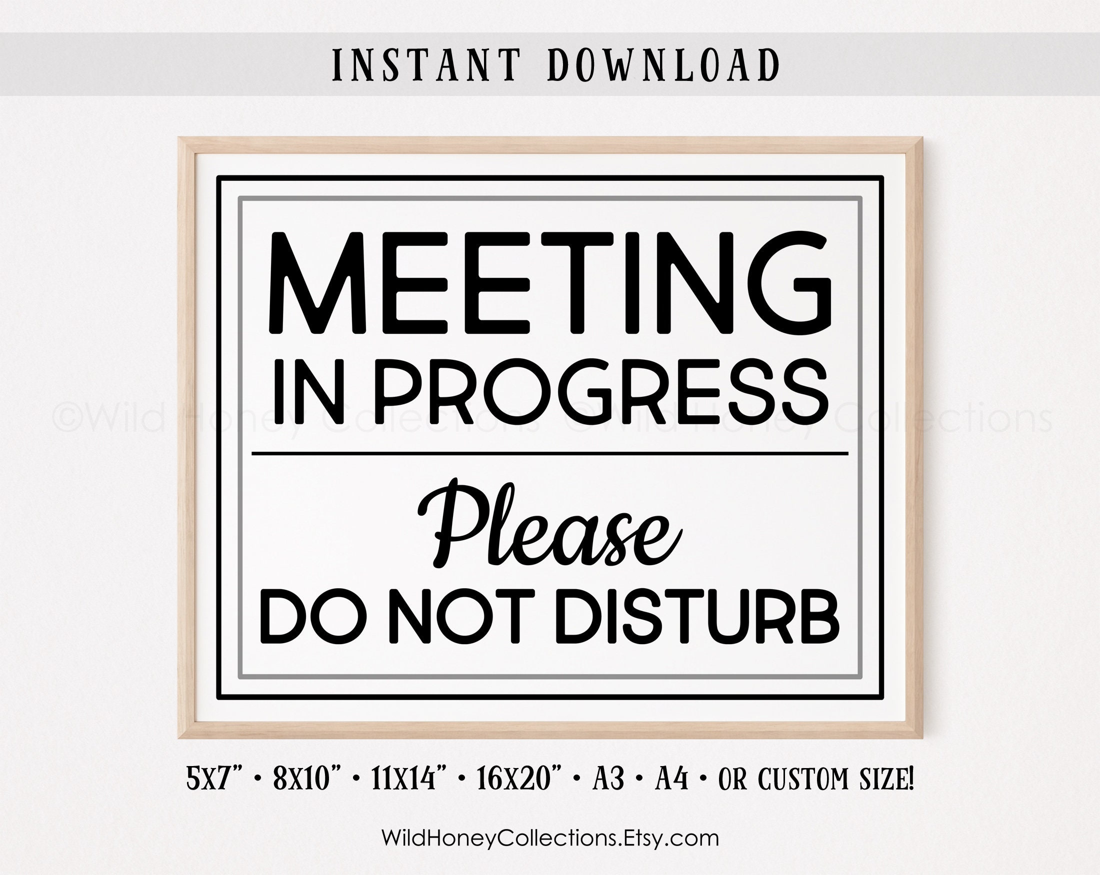 Meeting In Progress, Please Do Not Disturb, Printable Sign with regard to Meeting in Progress Sign Printable