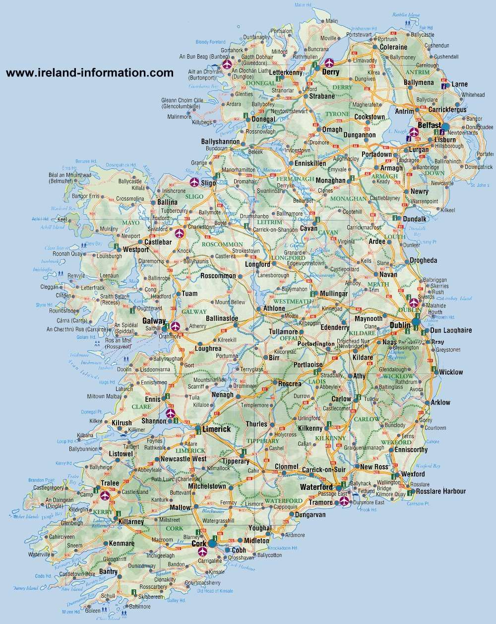 Most Popular Tourist Attractions In Ireland - Free & Paid Attractions inside Printable Tourist Map of Ireland