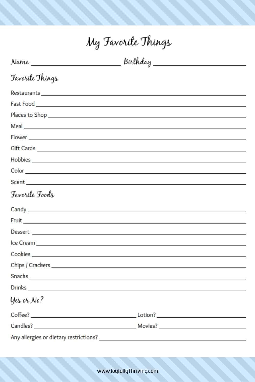 My Favorite Things List - Free Printable Gift Ideas For Teachers throughout These Are A Few Of My Favorite Things Printable