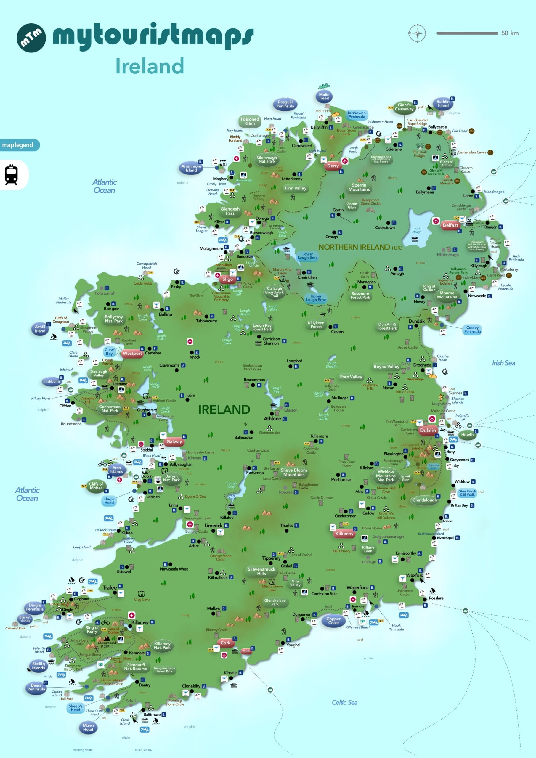 Mytouristmaps - Interactive Travel And Tourist Map Of Ireland in Printable Tourist Map of Ireland