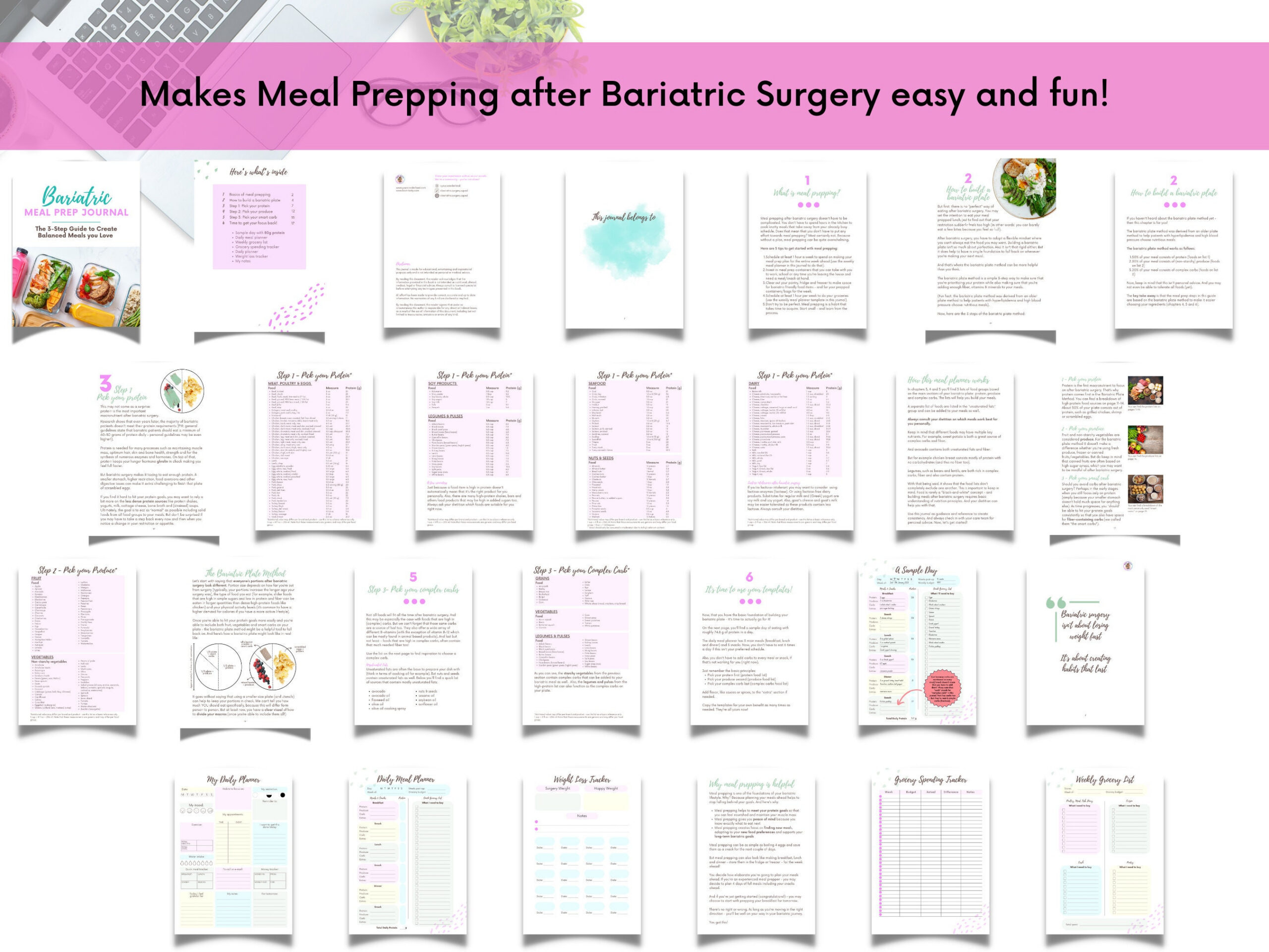 New Bariatric Meal Prep Journal, Gastric Sleeve Meal Planner with regard to Pre Op Printable Bariatric Meal Plan