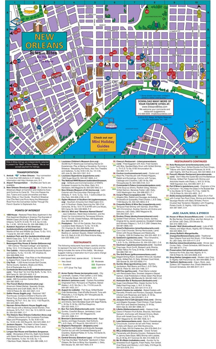 New Orleans Tourist Attractions Map throughout Printable Map Of New Orleans