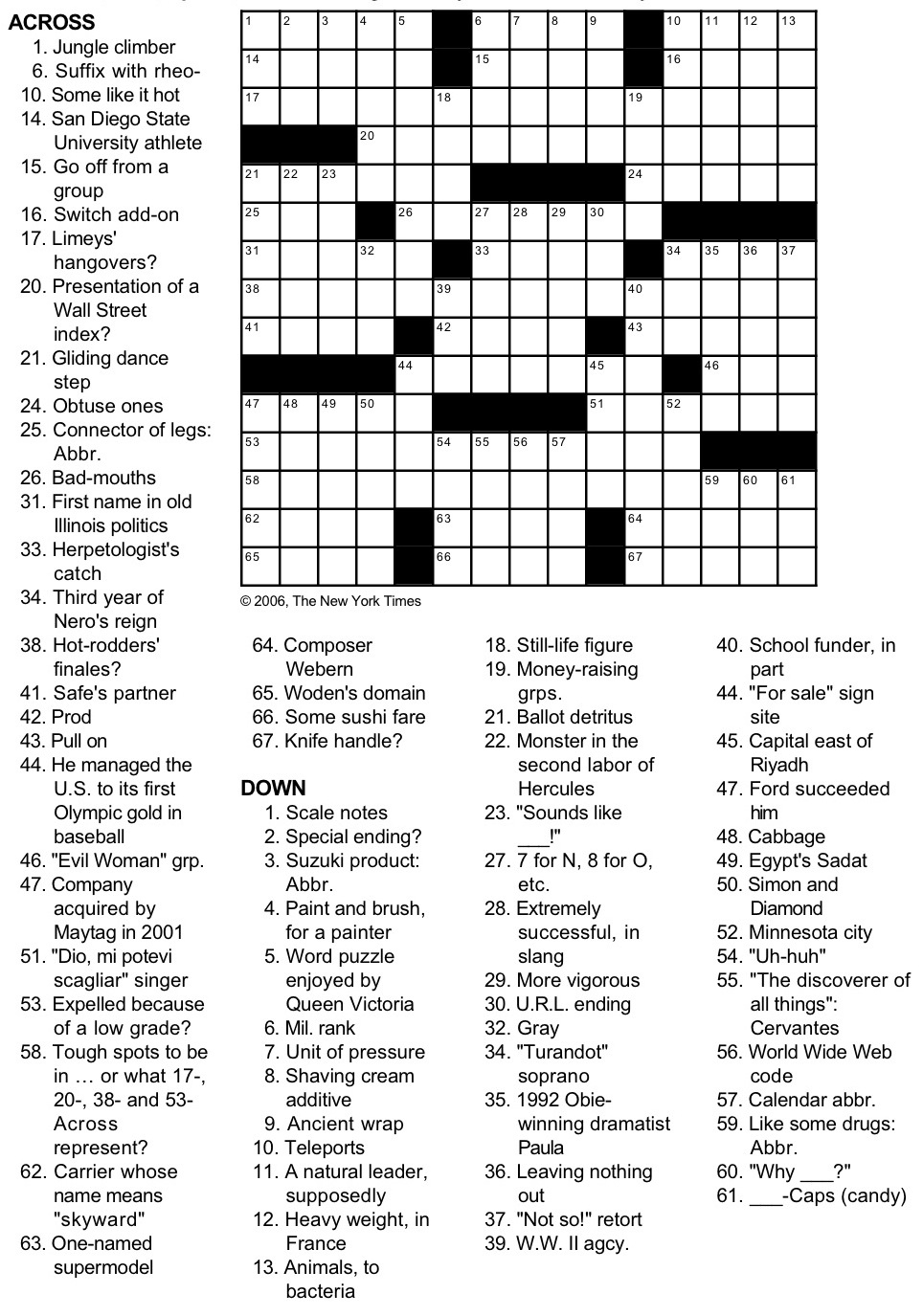 New York Times Crossword Puzzlegeorge Barany And Michael Shteyman pertaining to Printable New York Times Crossword Puzzles Free