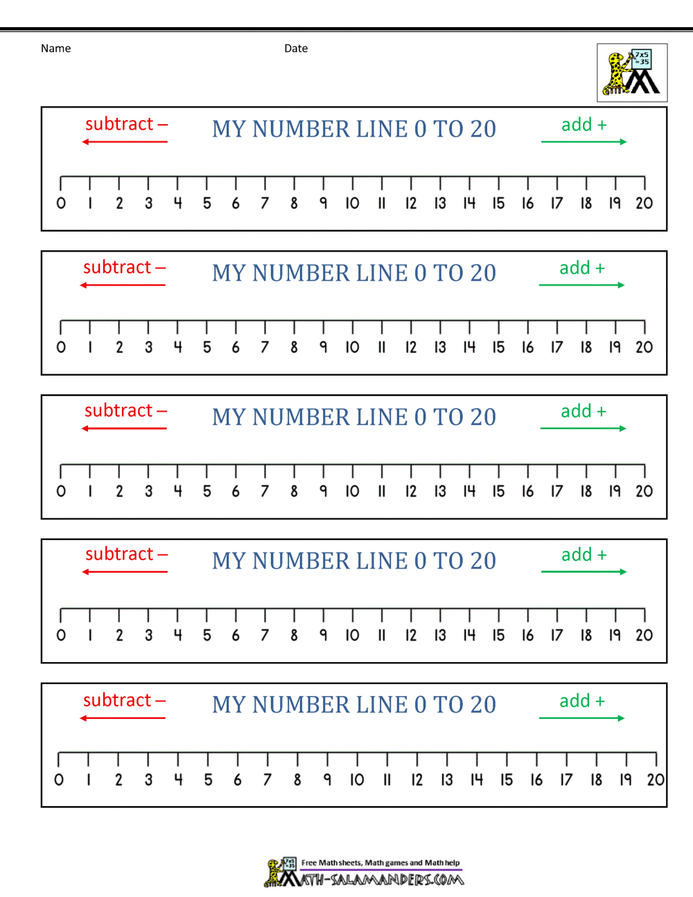 Number Line 0 To 20 Printables regarding 1-20 Printable Number Line