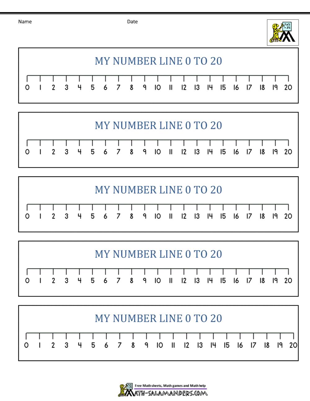 Number Line 0 To 20 Printables with regard to Number Line 0-20 Printable