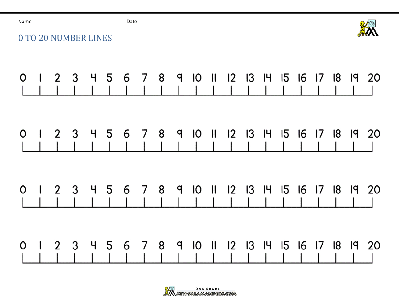 Number Line 0 To 20 within Number Line 0-20 Printable