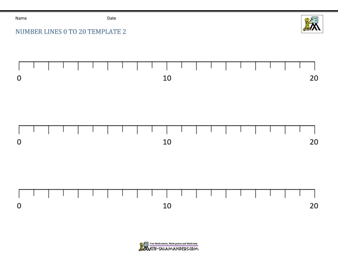 Number Line To 20 Worksheets with regard to Number Line 0-20 Printable