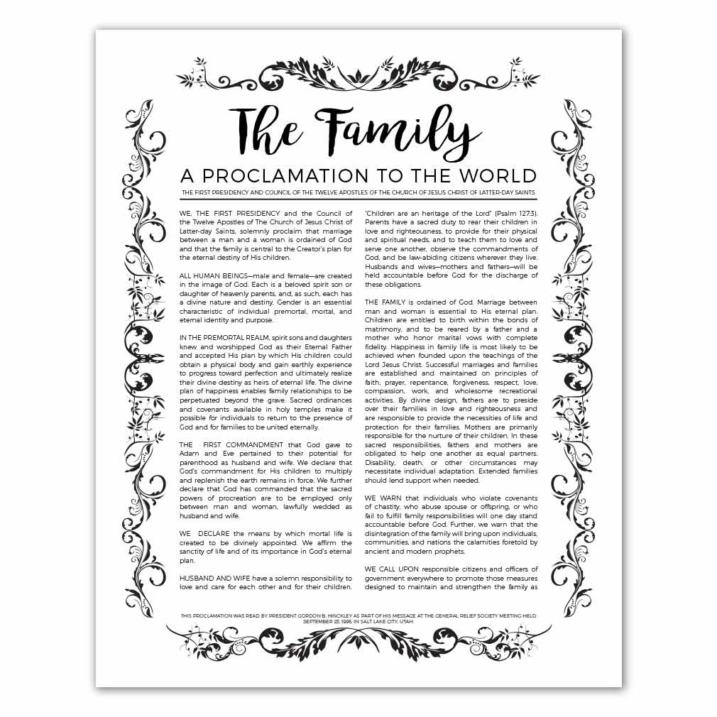 Organic Family Proclamation - Digital Download In Lds Resources pertaining to Proclamation To The World Printable