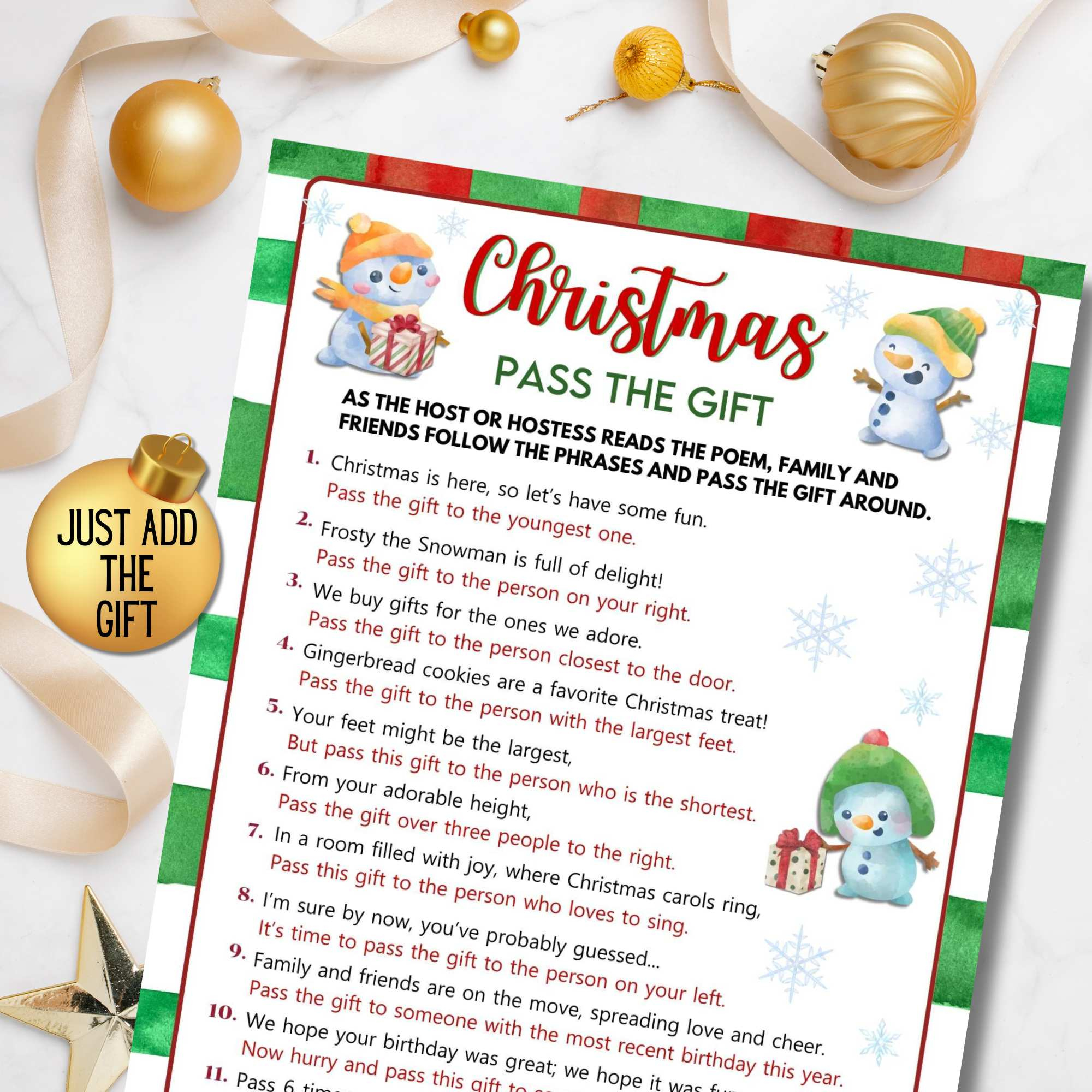 Pass The Gift Christmas Game | Lightly Sketched for Christmas Pass The Gift Game Printable