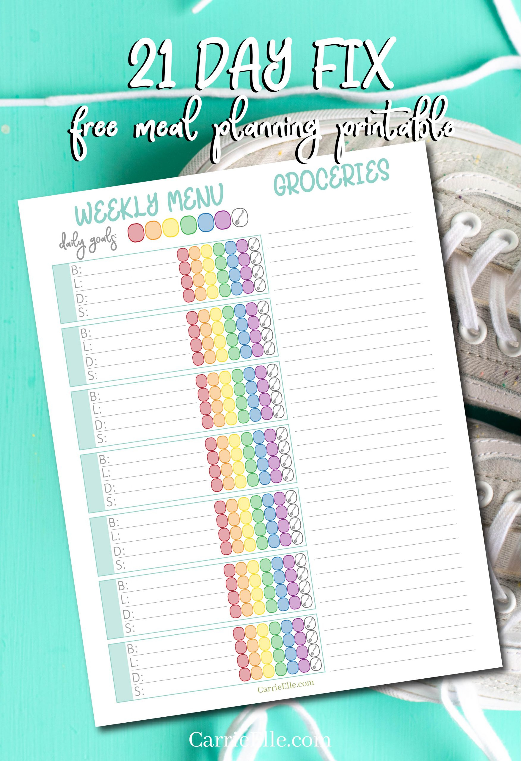 Printable 21 Day Fix Weekly Meal Planner - Carrie Elle in 21 Day Fix Printable Meal Planner