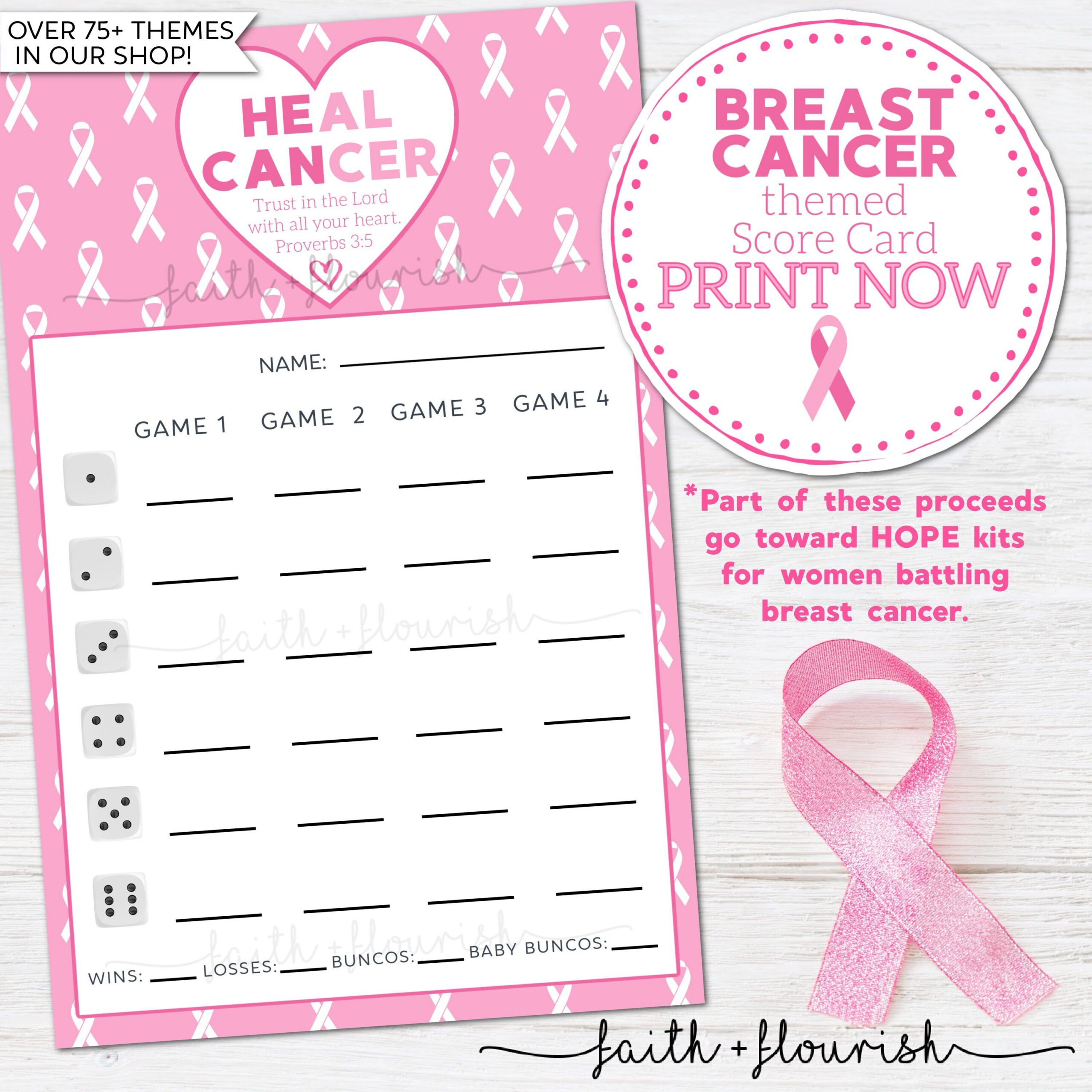 Printable Breast Cancer Bunco Score Card Sheet, Breast Cancer intended for Breast Cancer Awareness Printable Games