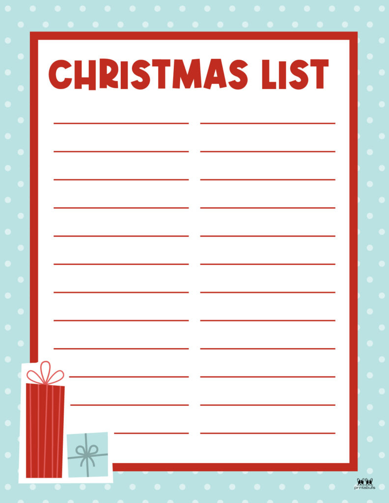 Printable Christmas Lists - 50 Free Printables | Printabulls for Christmas List Template Printable