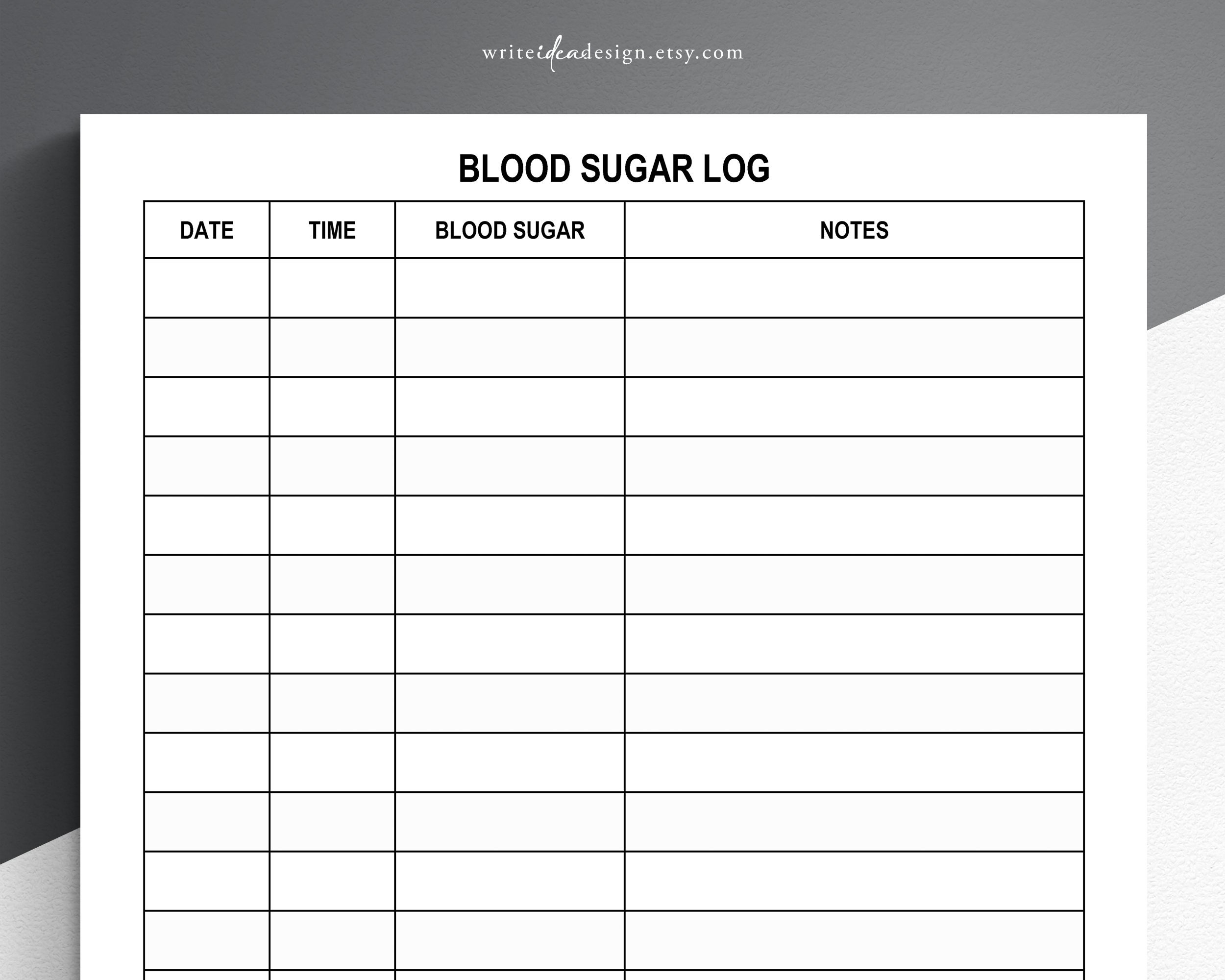 Printable Large Print Blood Sugar Log. Blood Sugar Tracker for Pdf Free Printable Blood Sugar Log Sheet