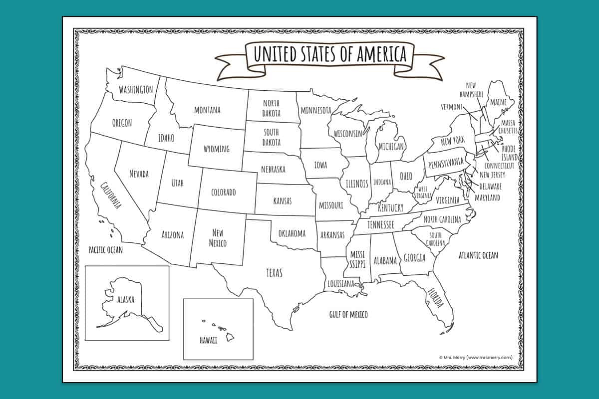 Printable Map Of The United States | Mrs. Merry within Full Page Printable Us Map