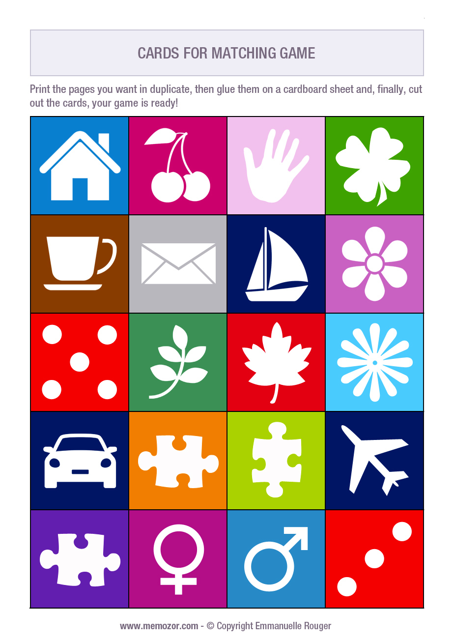 Printable Matching Game - Symbols - Print And Cut Out The Cards inside Printable Memory Games For Adults