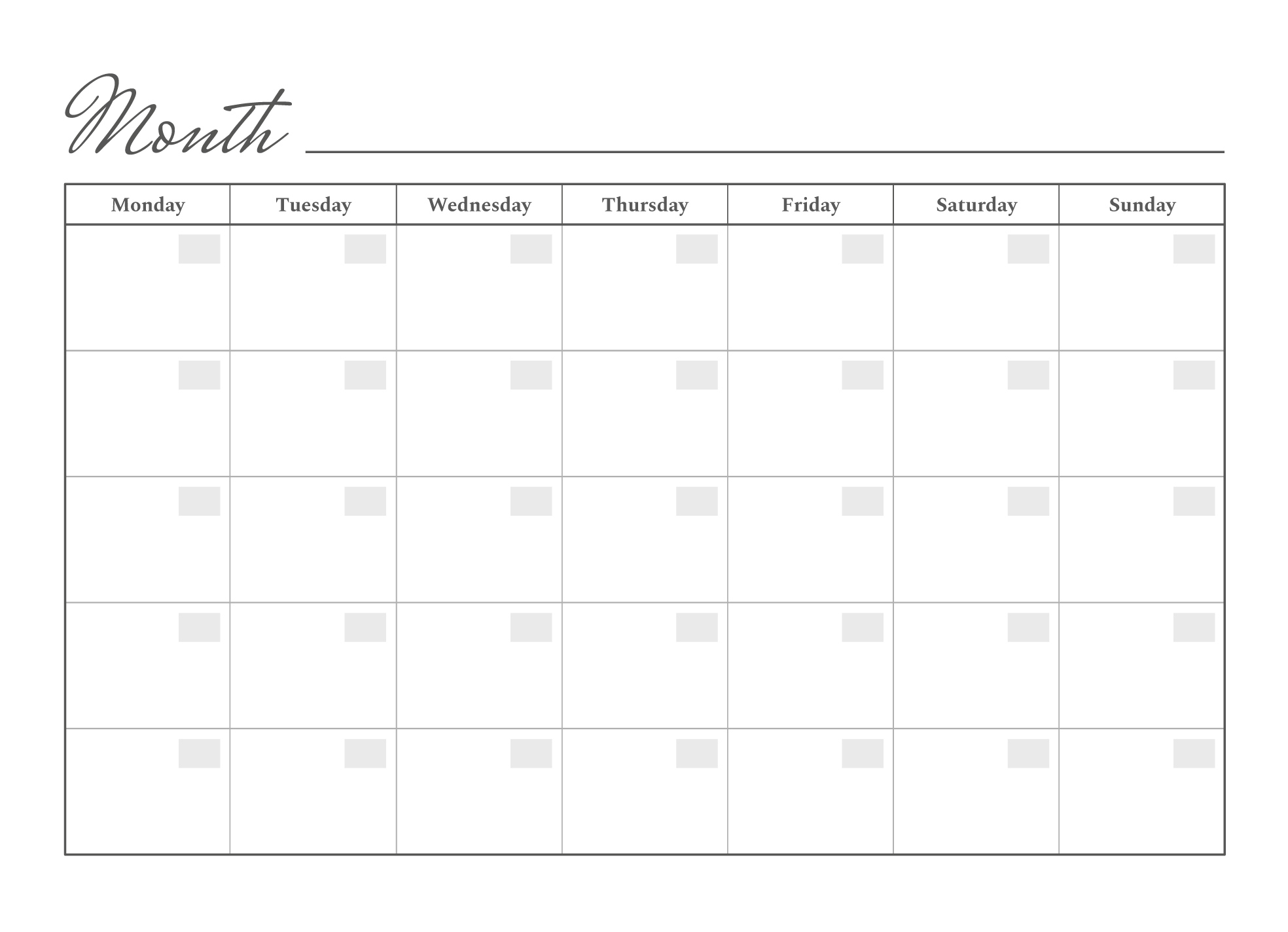 Printable Monthly Calendar Free Google Docs Template - Gdoc.io inside Free Printable Calendars By Month