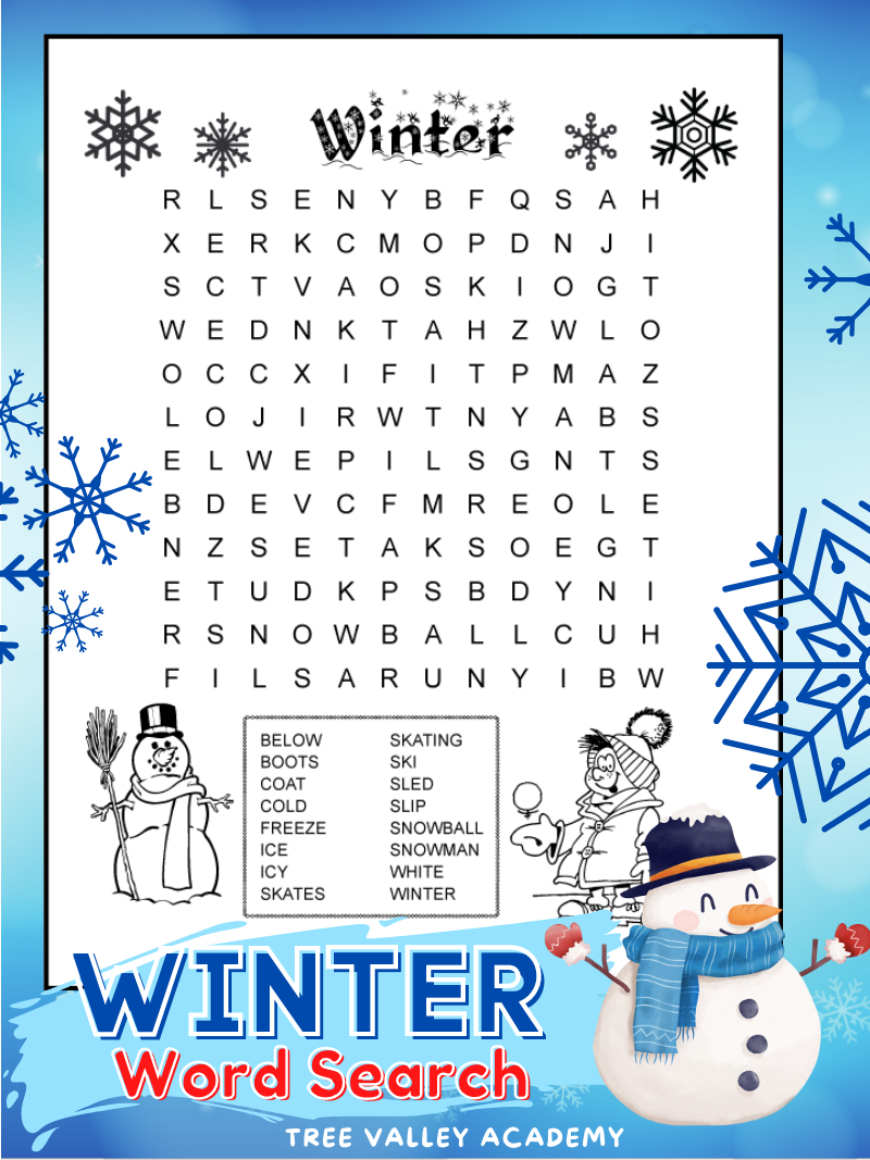 Printable Winter Word Search For 3Rd Grade - Tree Valley Academy within Word Search For 3rd Graders Printable