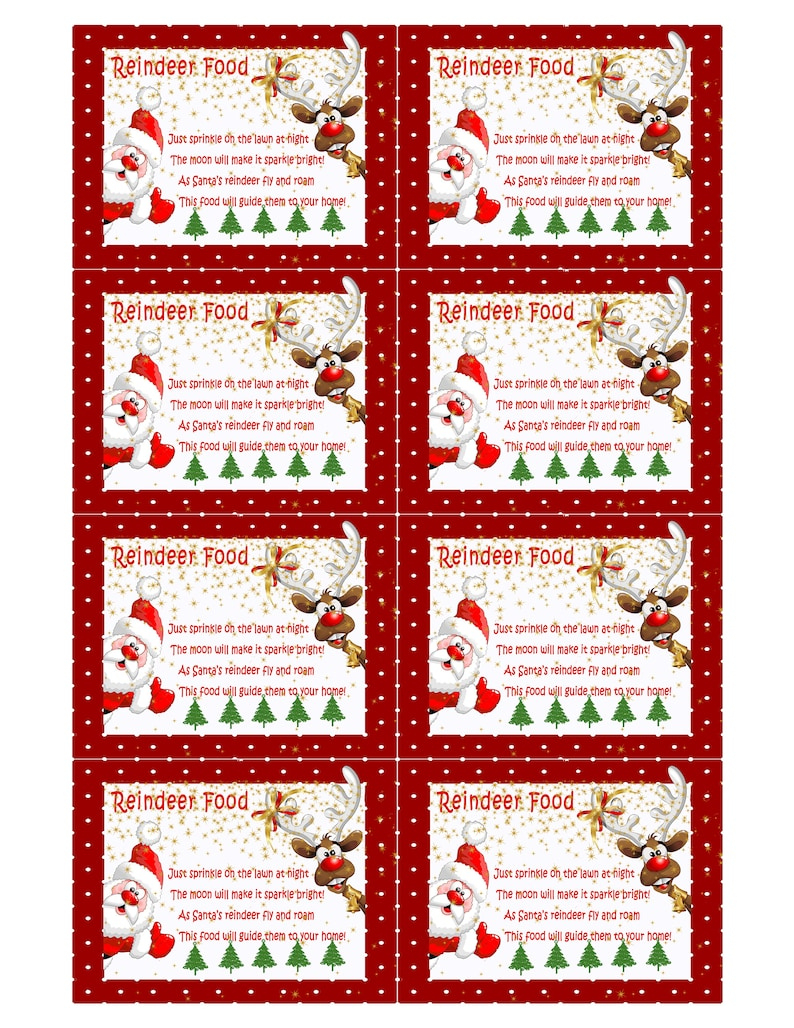 Reindeer Food Free Printable Labels - Printable Party Favors intended for Reindeer Food Tags Printable Free