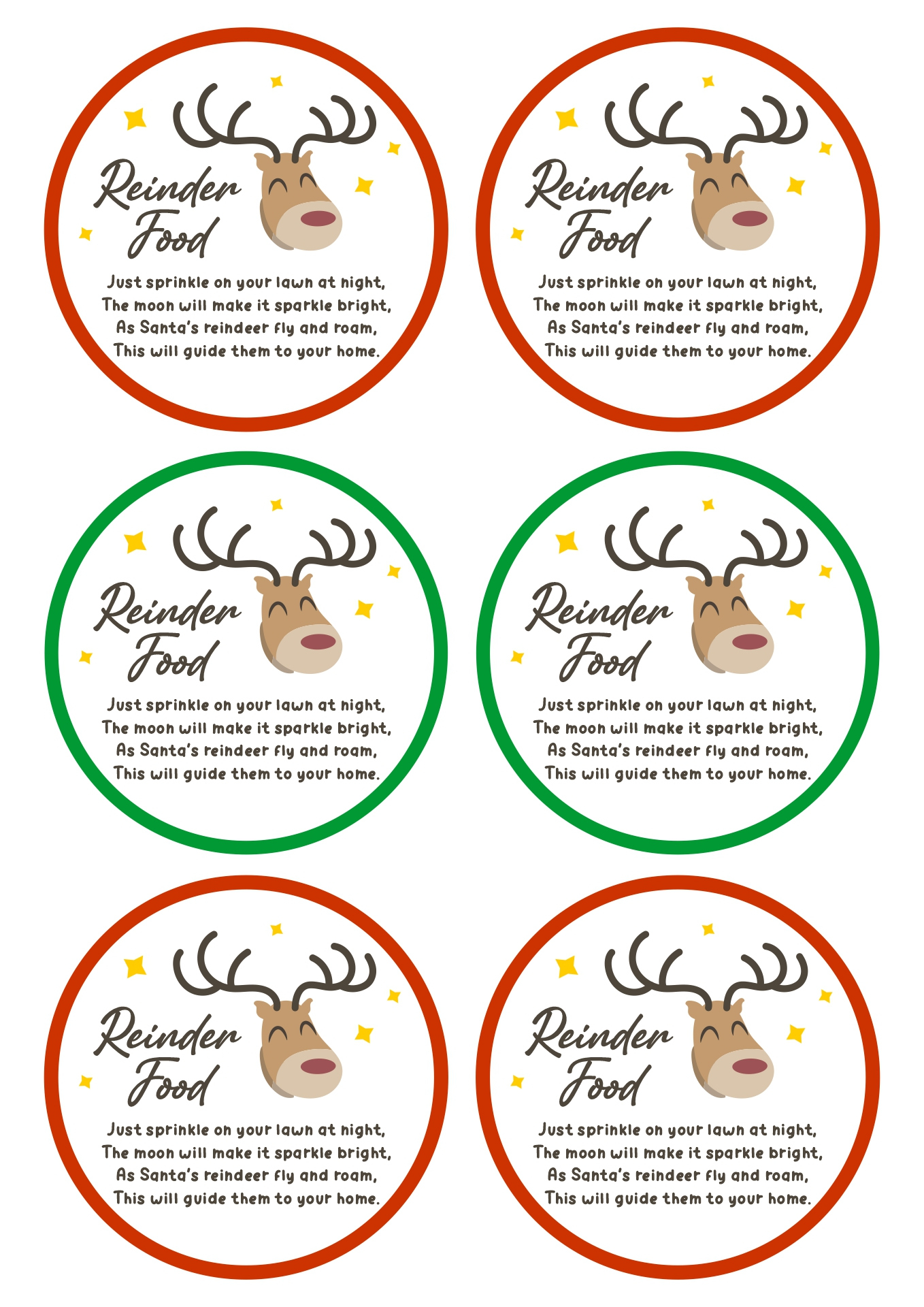 Reindeer Food Tags Free Printable with Reindeer Food Tags Printable Free