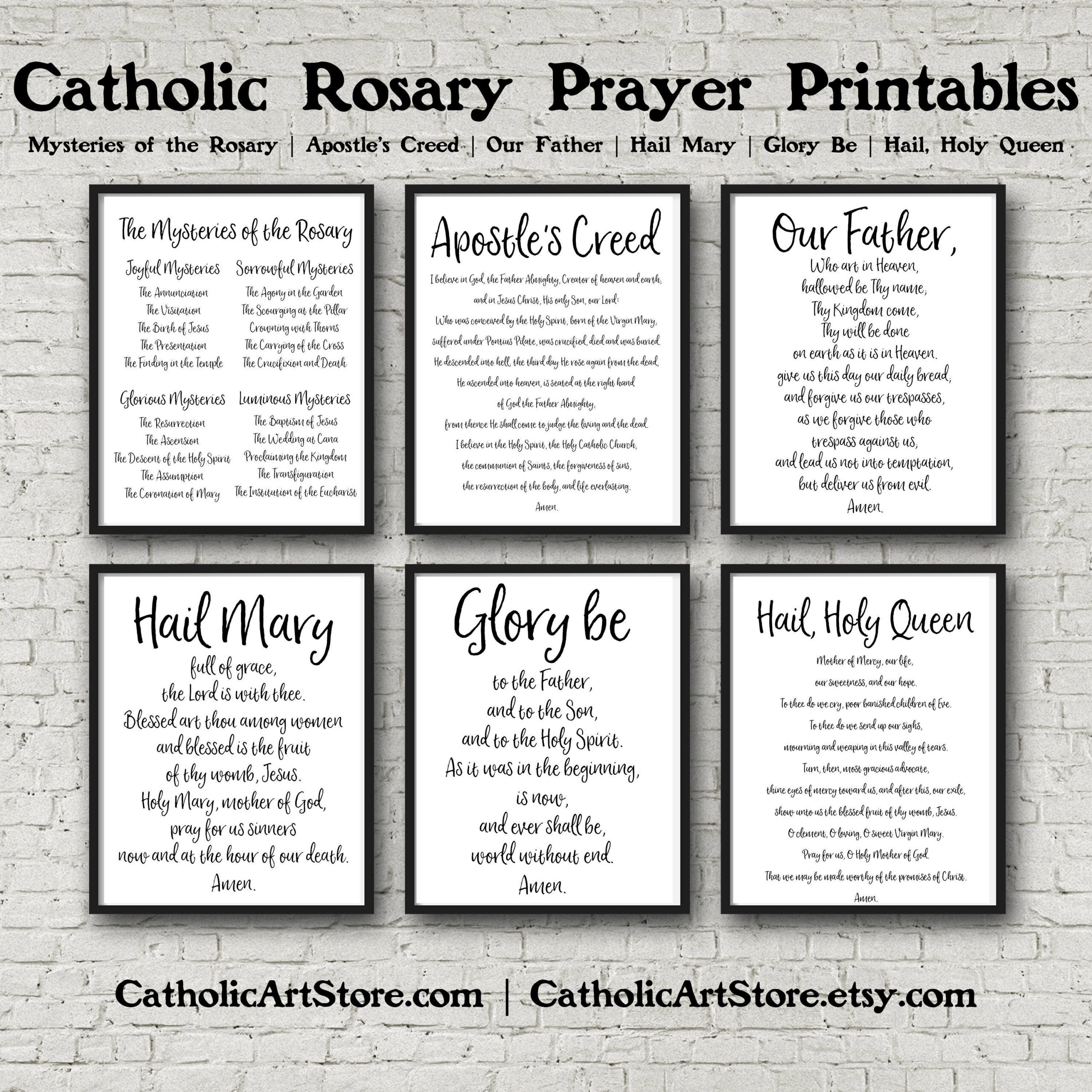 Rosary Prayer Set, Set Of 6 Prayer Printables, Mysteries Of The with regard to Rosary Prayer Printable Mysteries of the Rosary