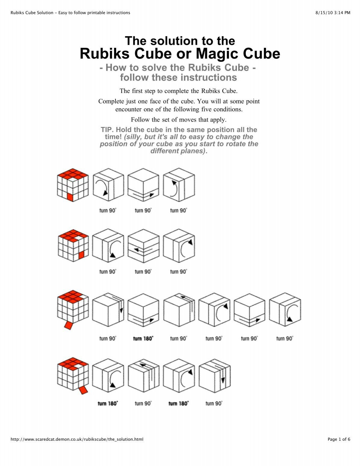 Rubiks Cube Solution - Easy To Follow Printable Instructions pertaining to Rubik's Cube Instructions Printable
