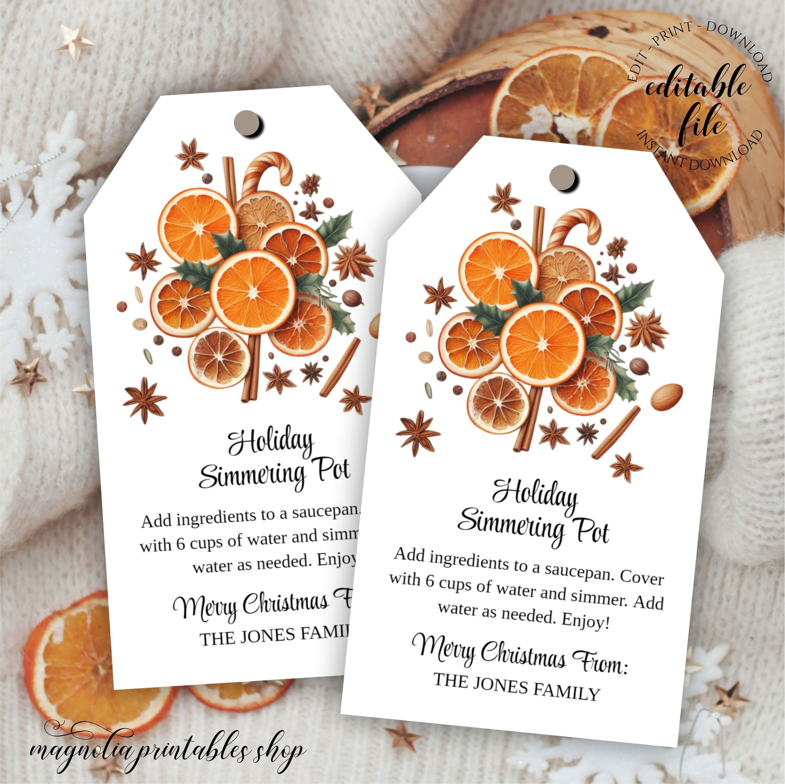 Simmer Pot Gift Tag Template, Editable Simmering Pot Tag For for Free Printable Simmer Pot Tags