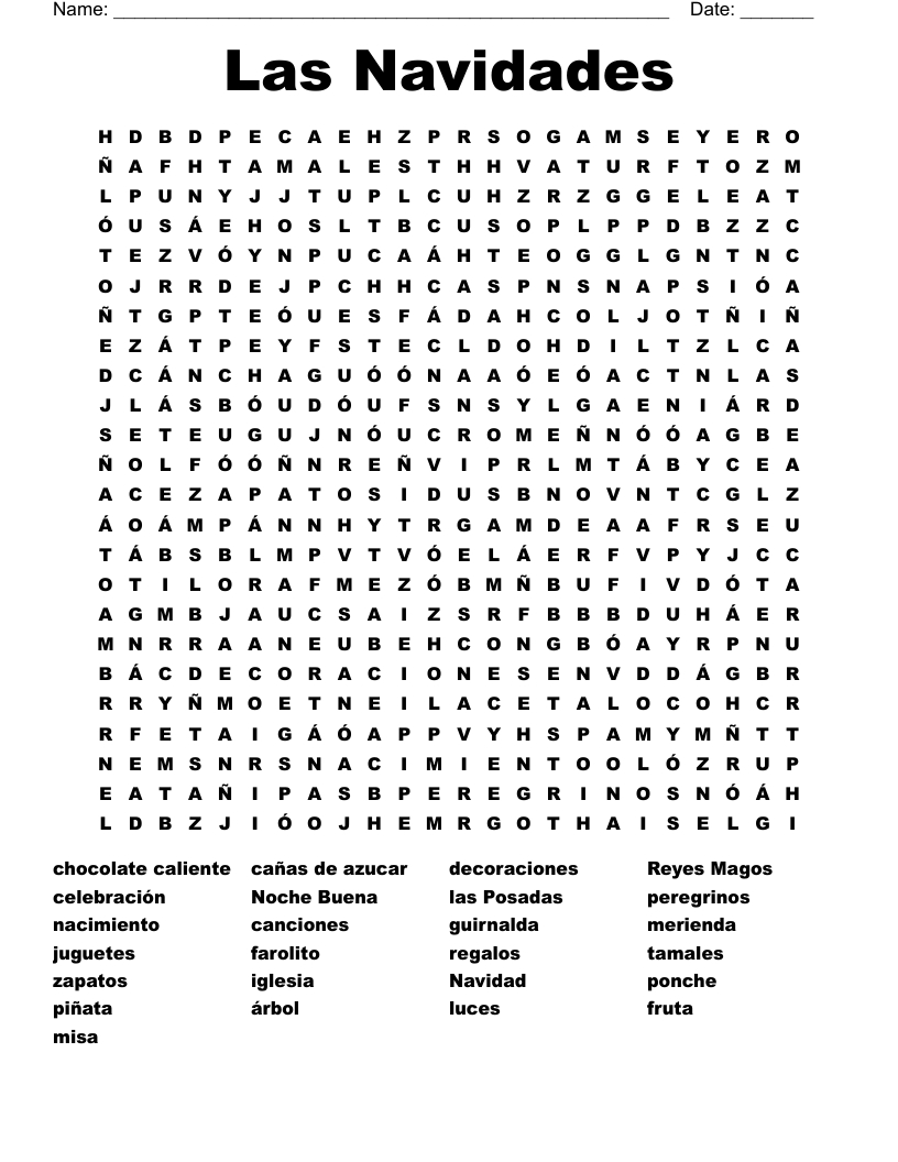 Spanish Word Search - Wordmint with Free Spanish Word Search Printable
