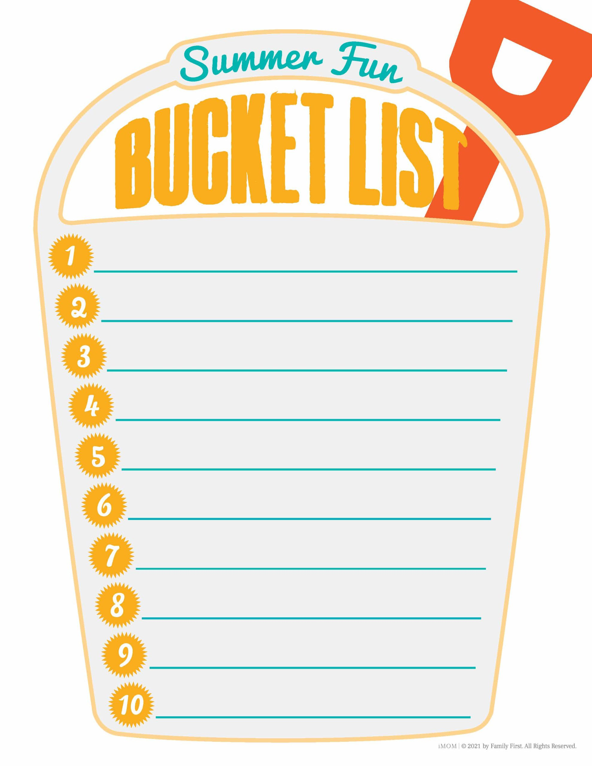 Summer Bucket List - Imom inside Free Printable Summer Bucket List
