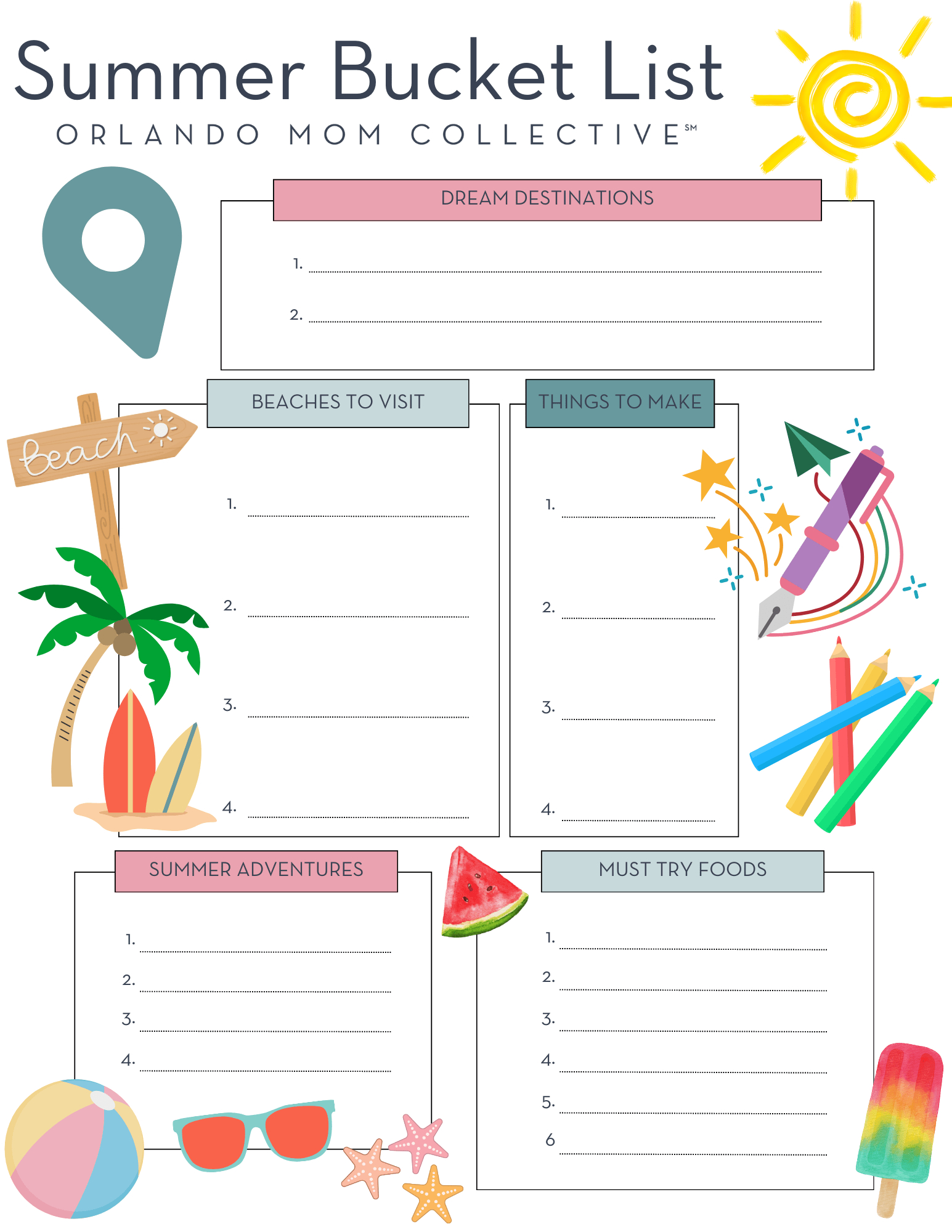 Summer Bucket List + Printables throughout Free Printable Summer Bucket List