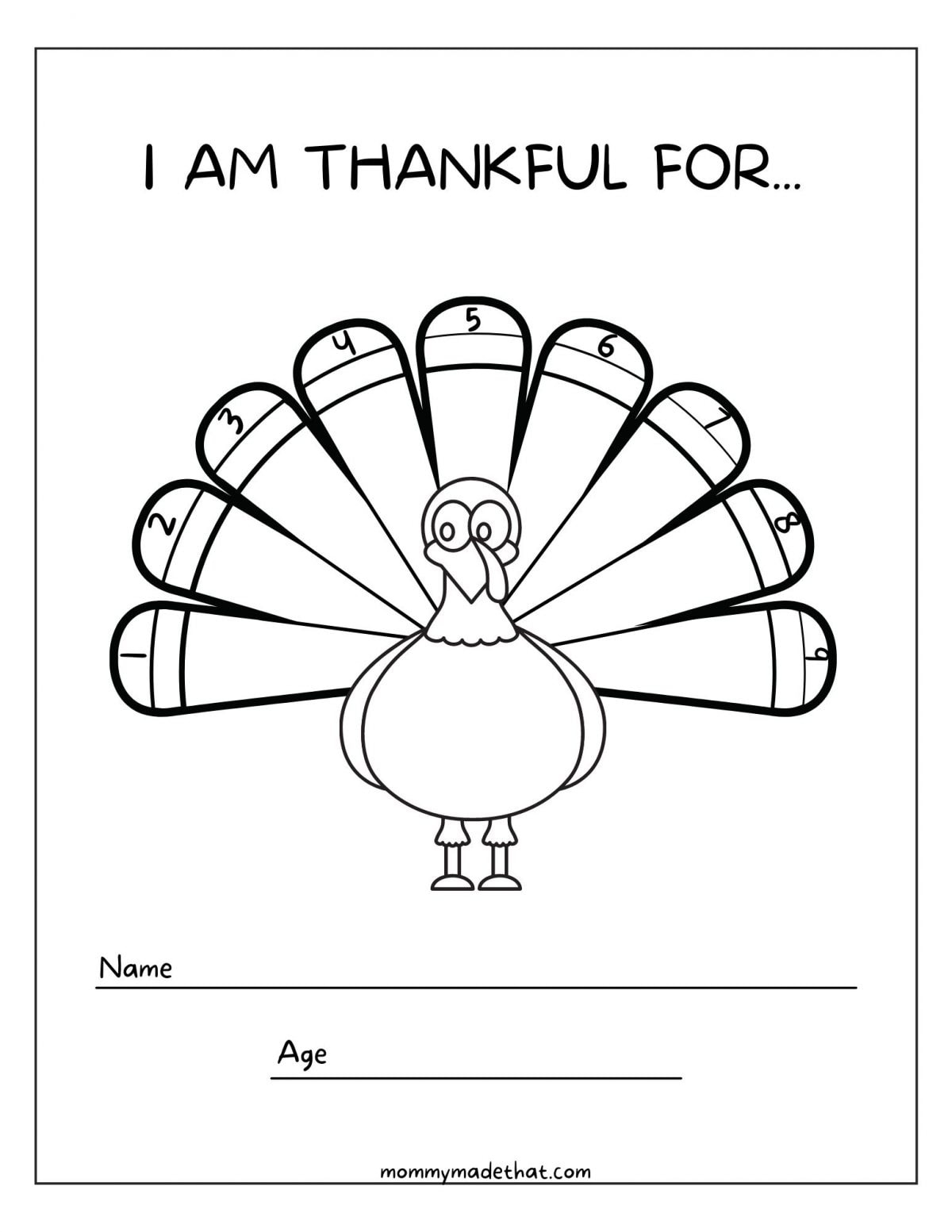 Thankful Turkey Printable regarding I Am Thankful For Turkey Printables