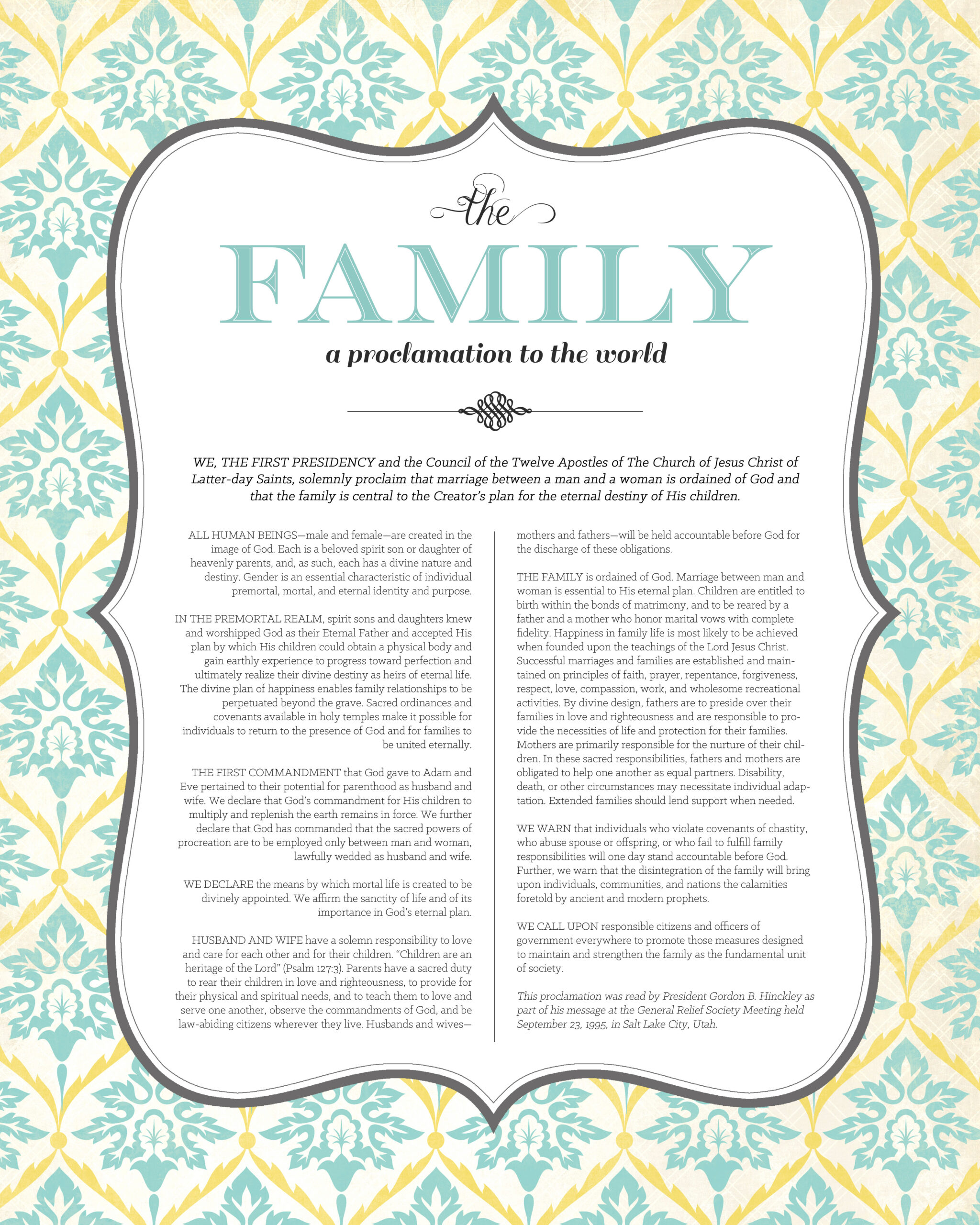 The Family: A Proclamation To The World" Free Lds Printable - It'S pertaining to Proclamation To The World Printable