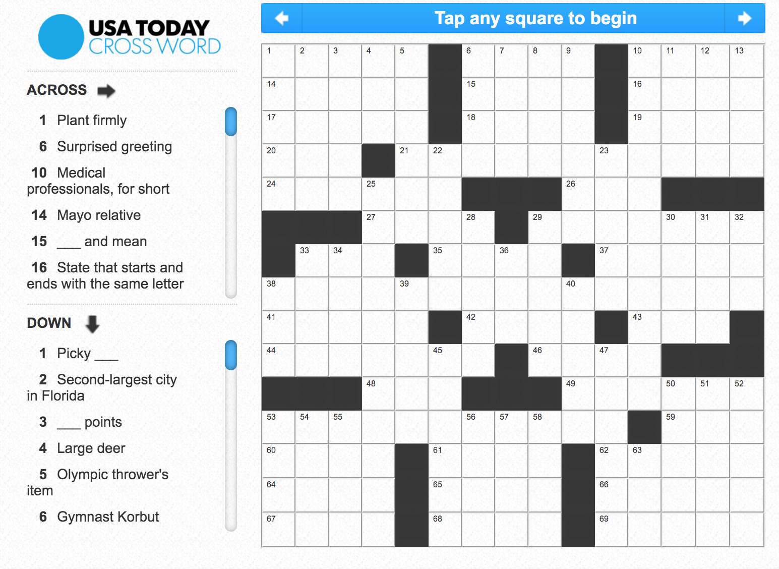 The Kadep Blog: Usa Today Crossword Puzzle intended for Crossword Puzzle USA Today Printable