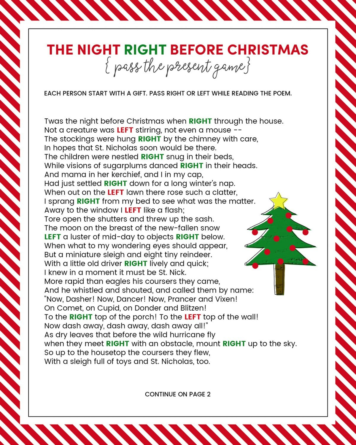 The Left Right Christmas Game {With Story + Print}| Lil' Luna for Christmas Pass the Gift Game Printable