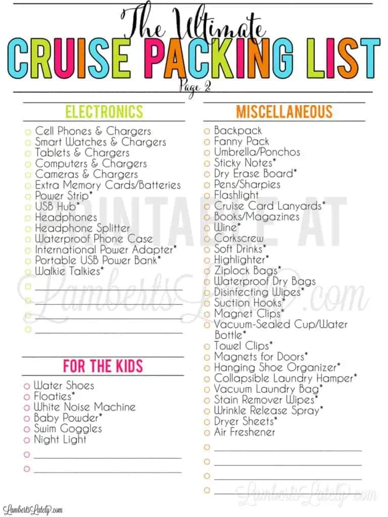 The Ultimate Cruise Packing Checklist (Free Printable Pdfs for Caribbean Cruise Packing List Printable