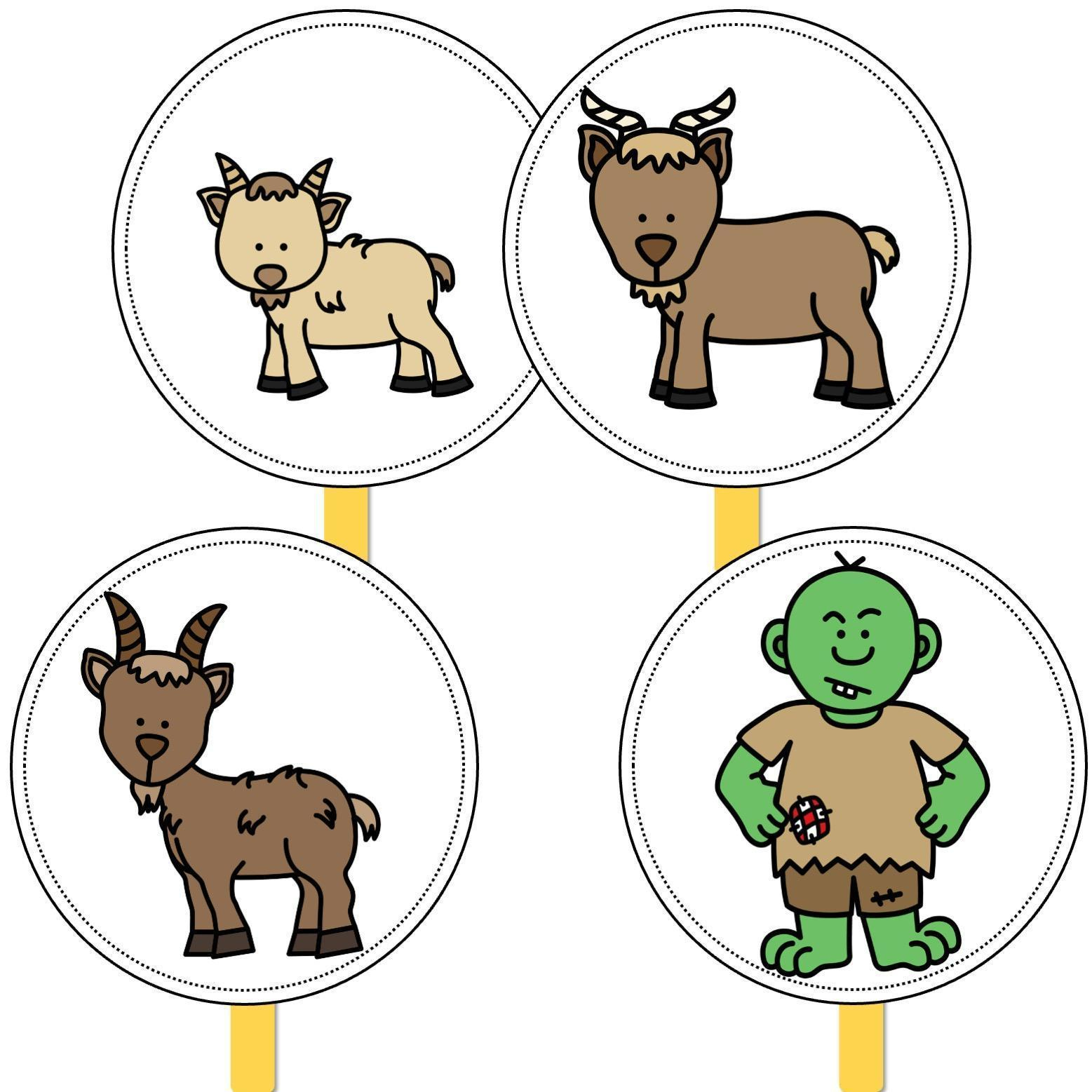 Three Billy Goats Gruff Stick Puppets - Top Teacher in Three Billy Goats Gruff Printables