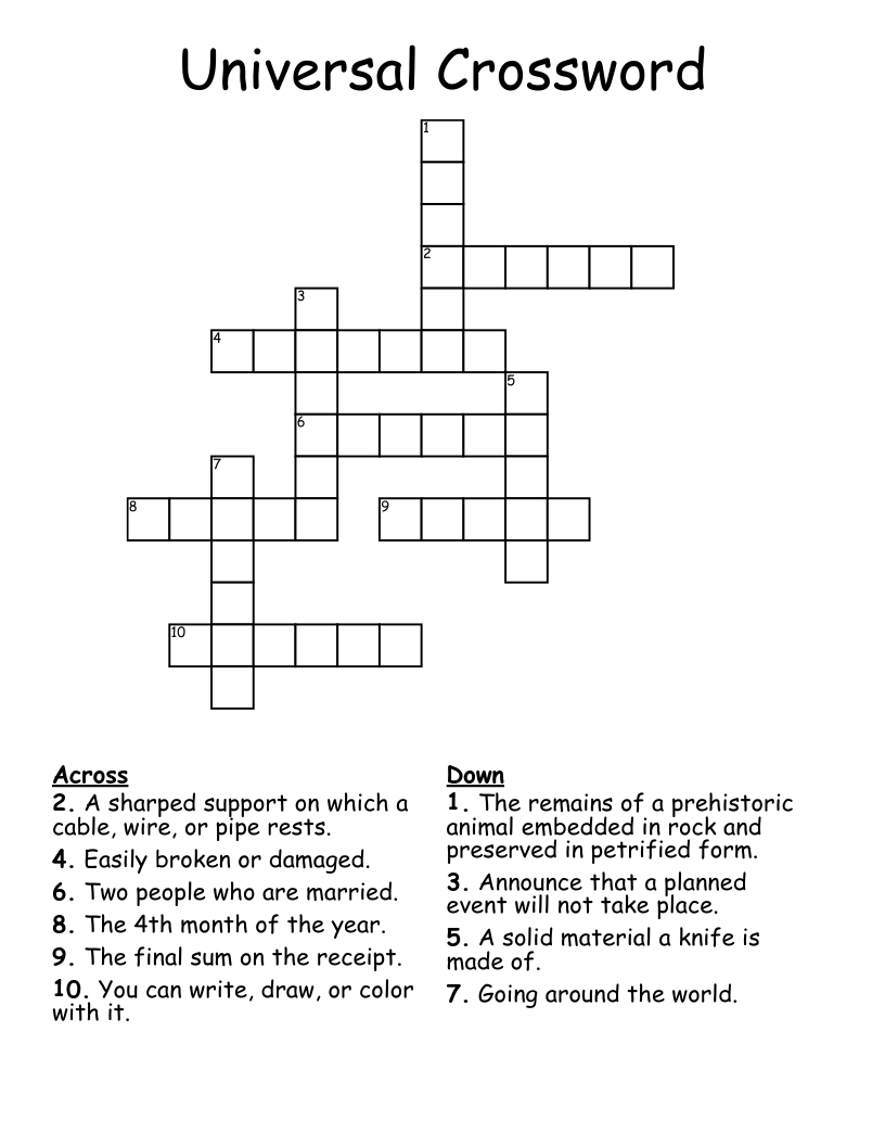 Universal Crossword - Wordmint inside Free Printable Universal Crossword Puzzles