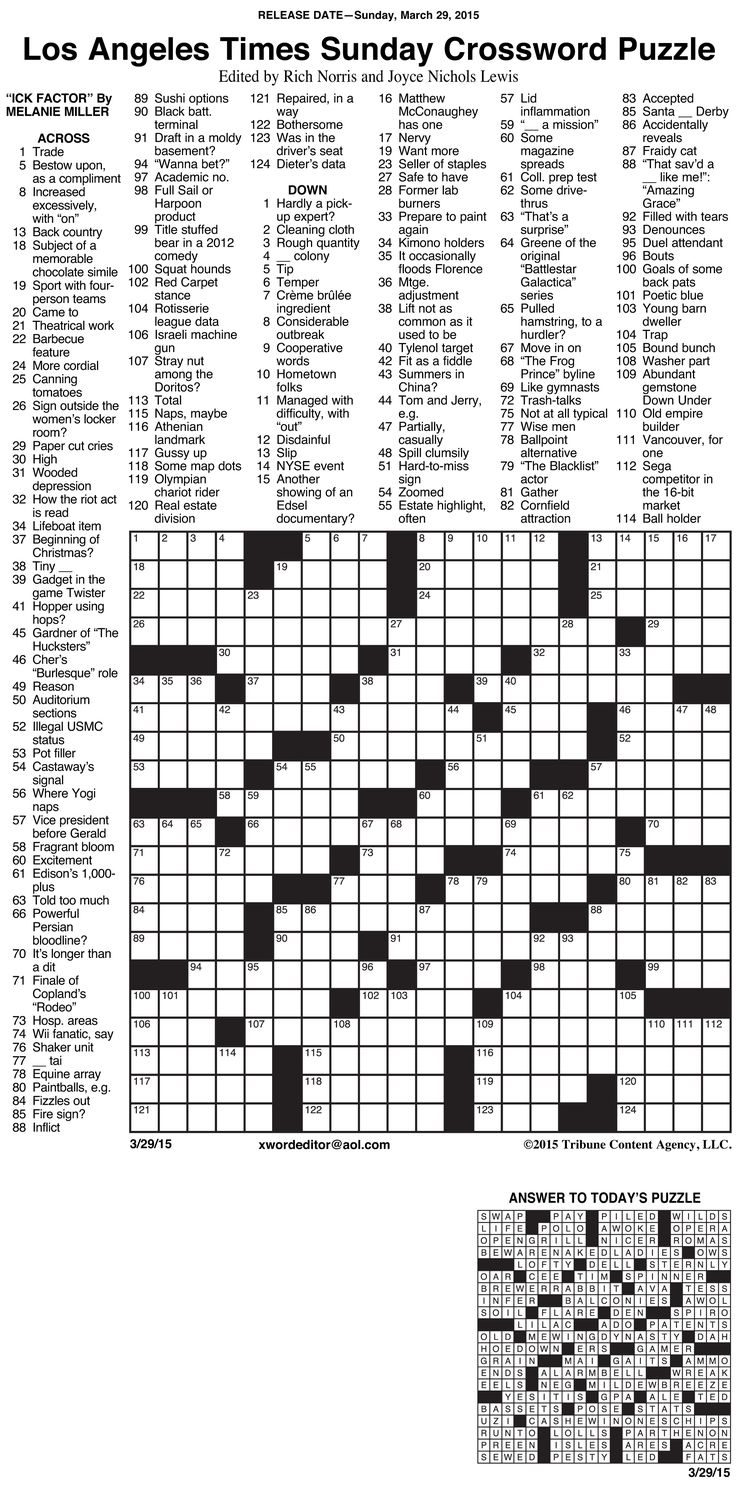 Usa Today Printable Crossword Puzzles 2015 - Printable Crossword intended for Crossword Puzzle USA Today Printable