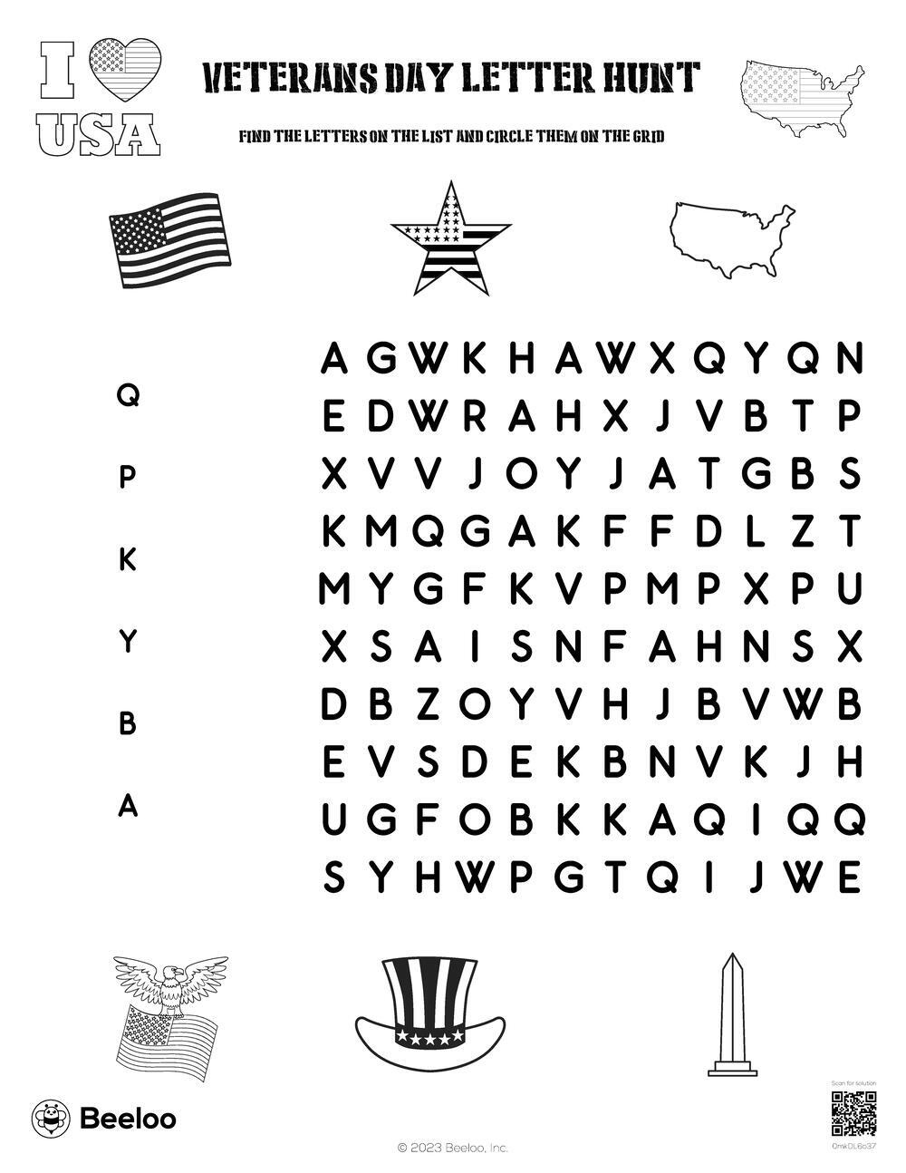 Veterans Day-Themed Word Searches • Beeloo Printable Crafts And throughout Veterans Day Word Search Printable