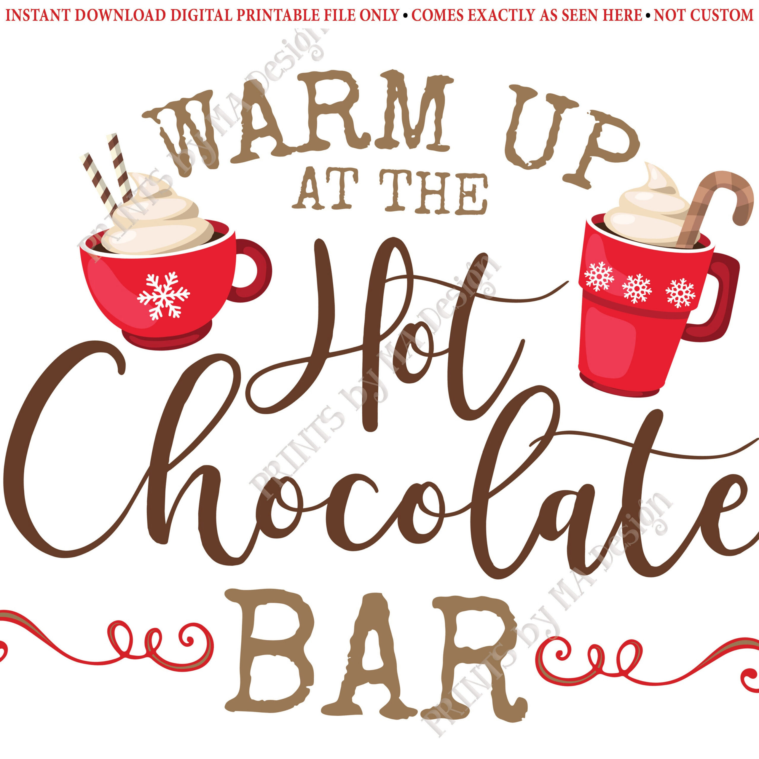 Wärmen Sie Sich Am Hot Chocolate Bar Schild Auf, Weihnachtsfeier within Hot Cocoa Bar Sign Printable